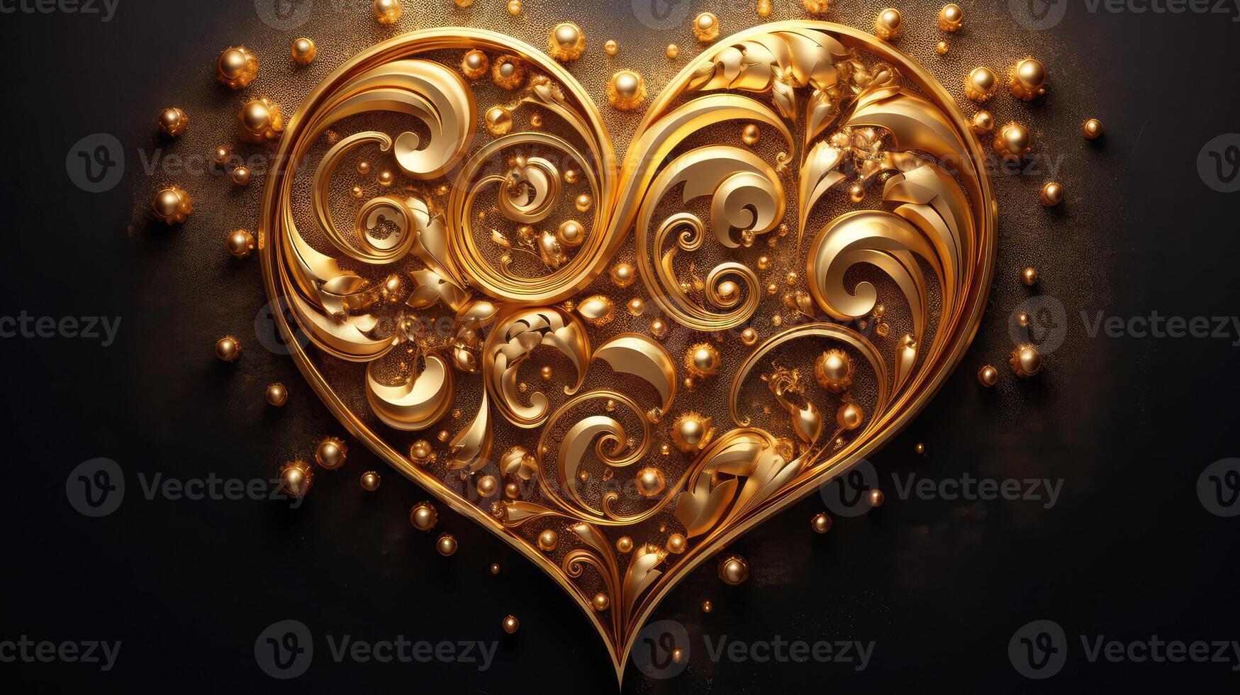 hevintage gold heart graphic photo