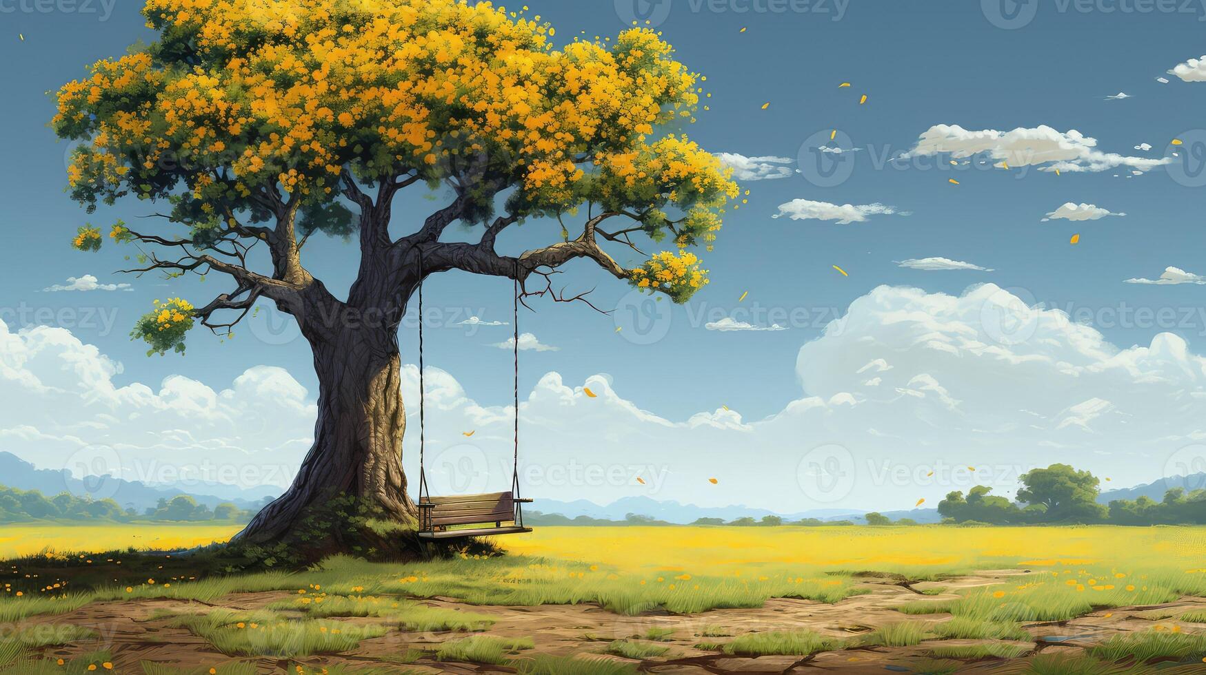 swing tree cartoons photo