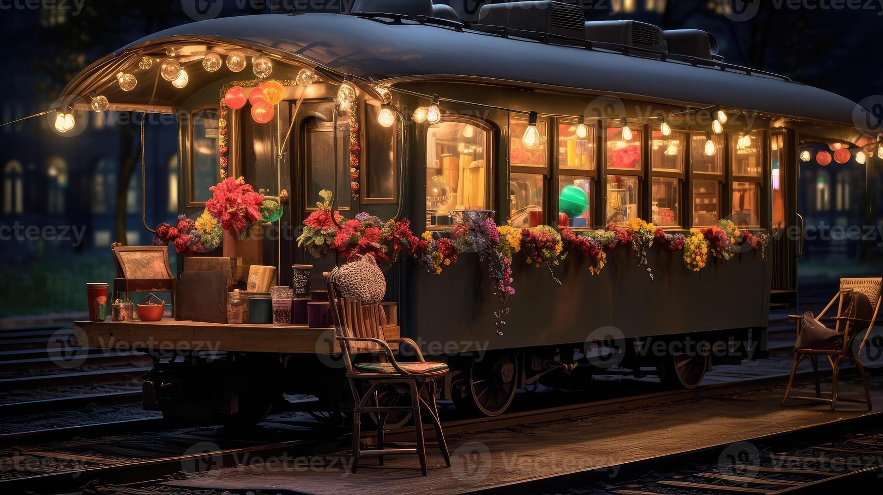 lights coffee train station photo