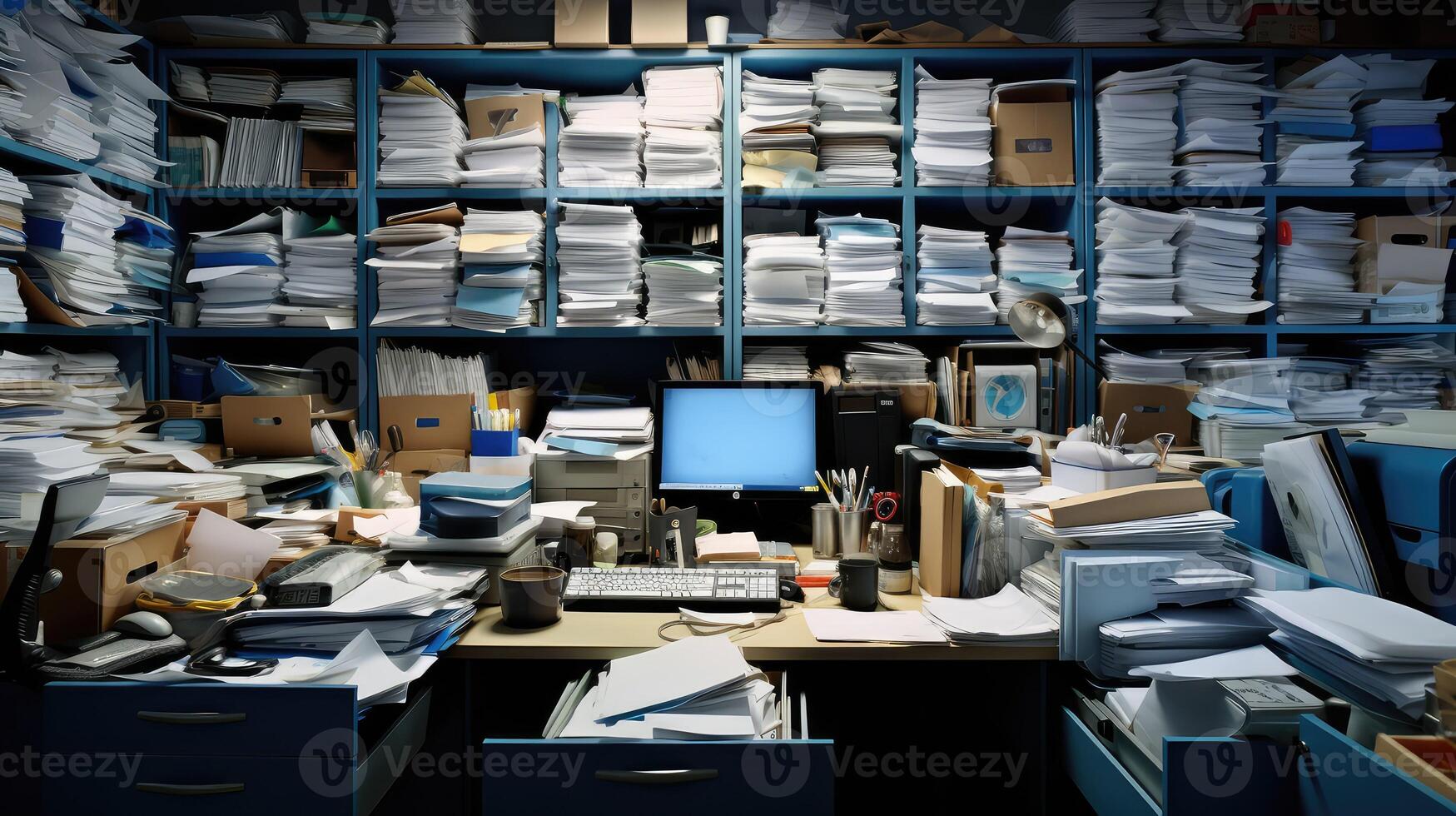 disarray cluttered office photo