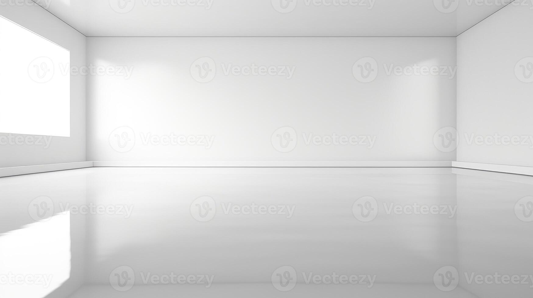 reflection white wall background with long floor photo