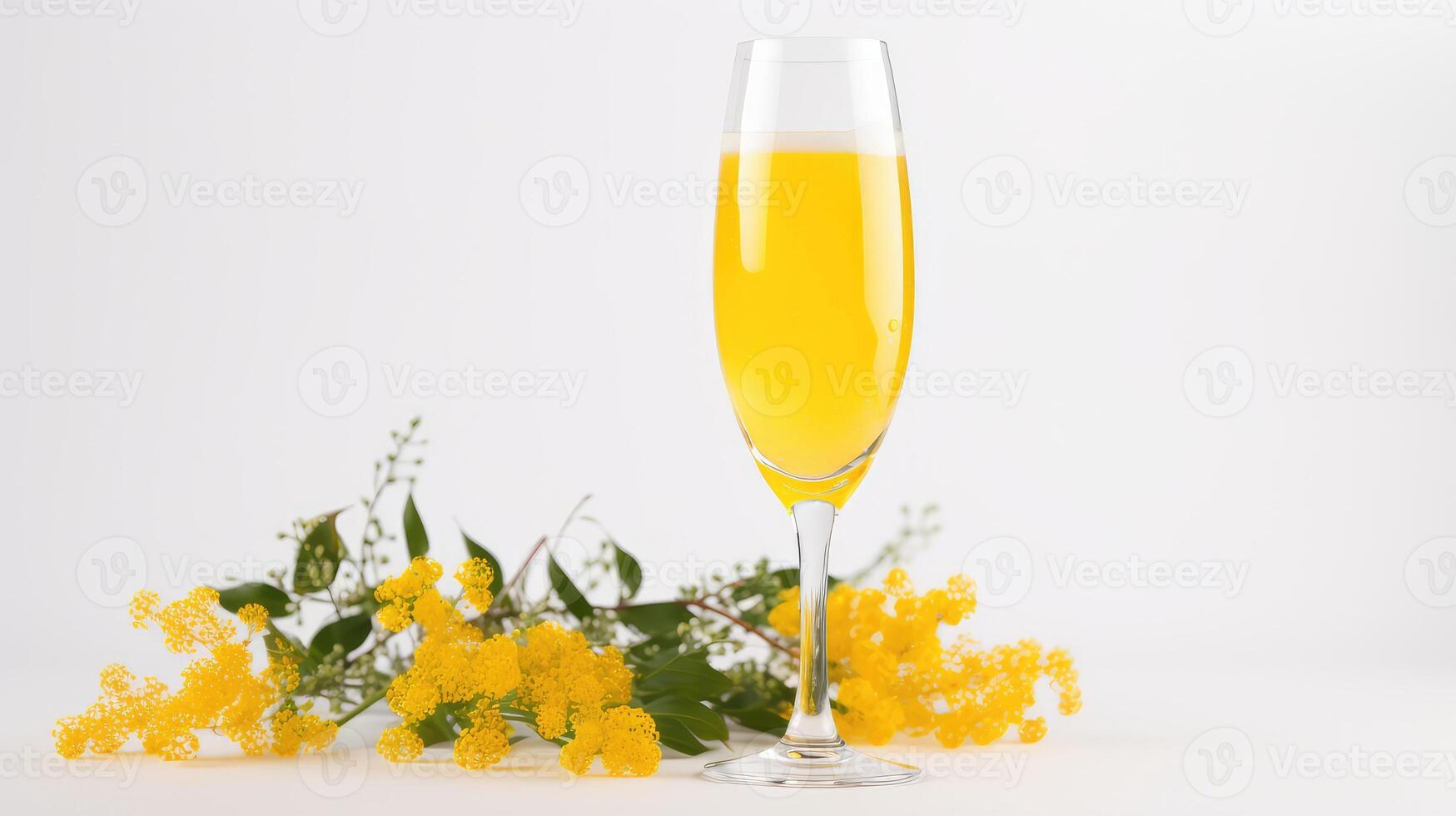 golden mimosa drink white background photo