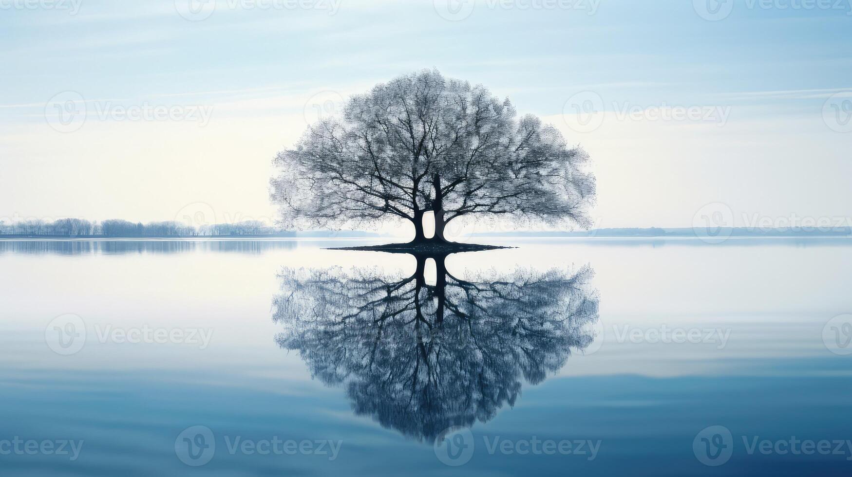 symmetry tree in water photo
