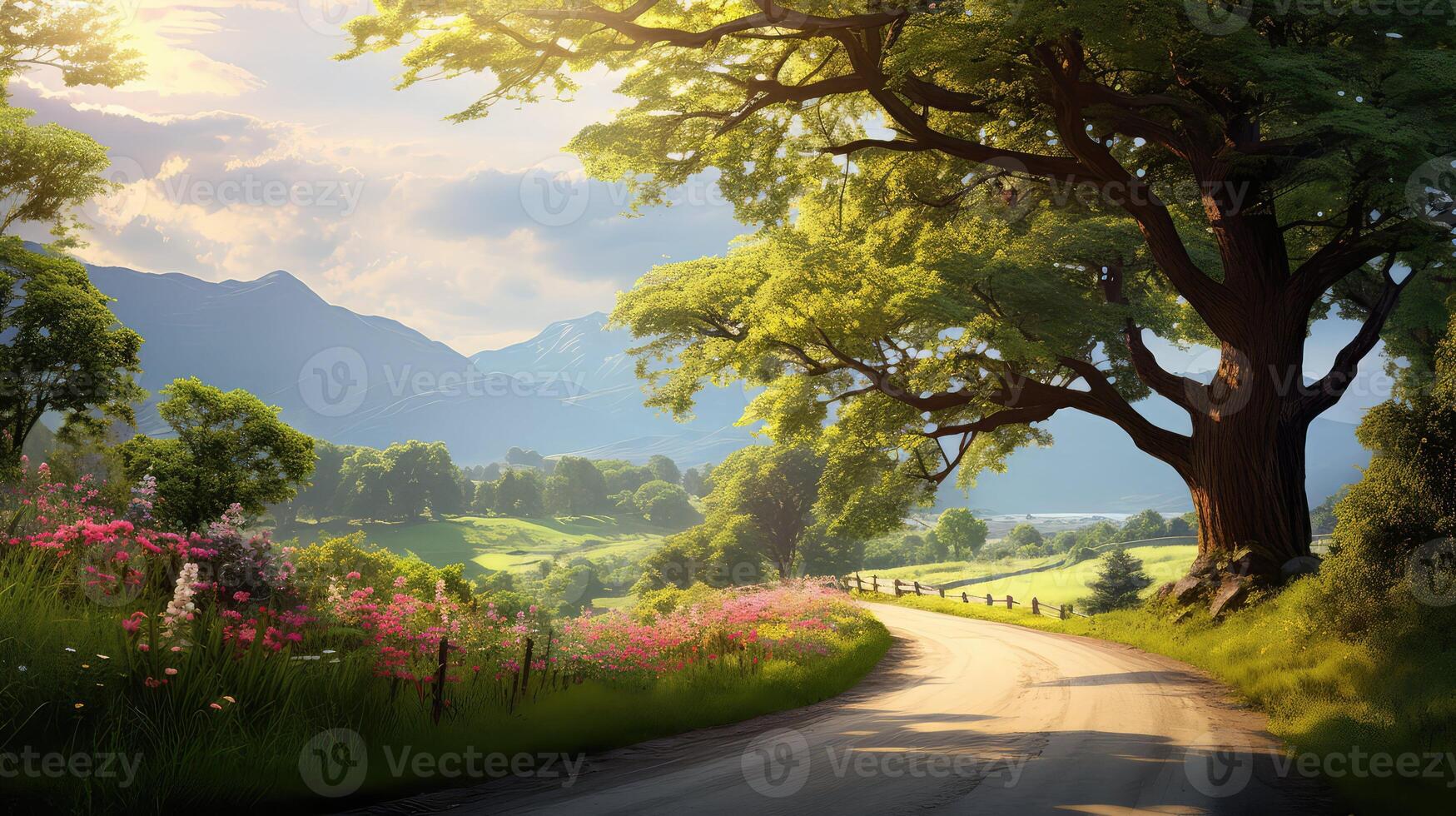 serene turn in road photo