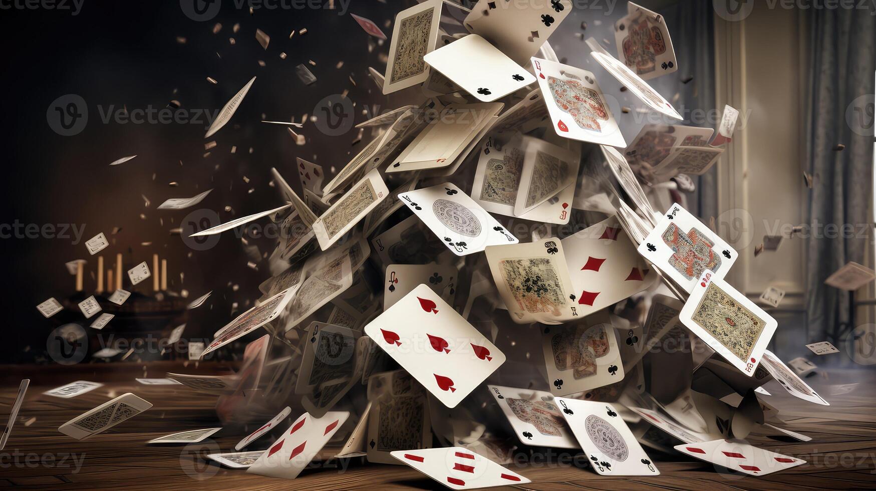 precarious house of cards falling photo