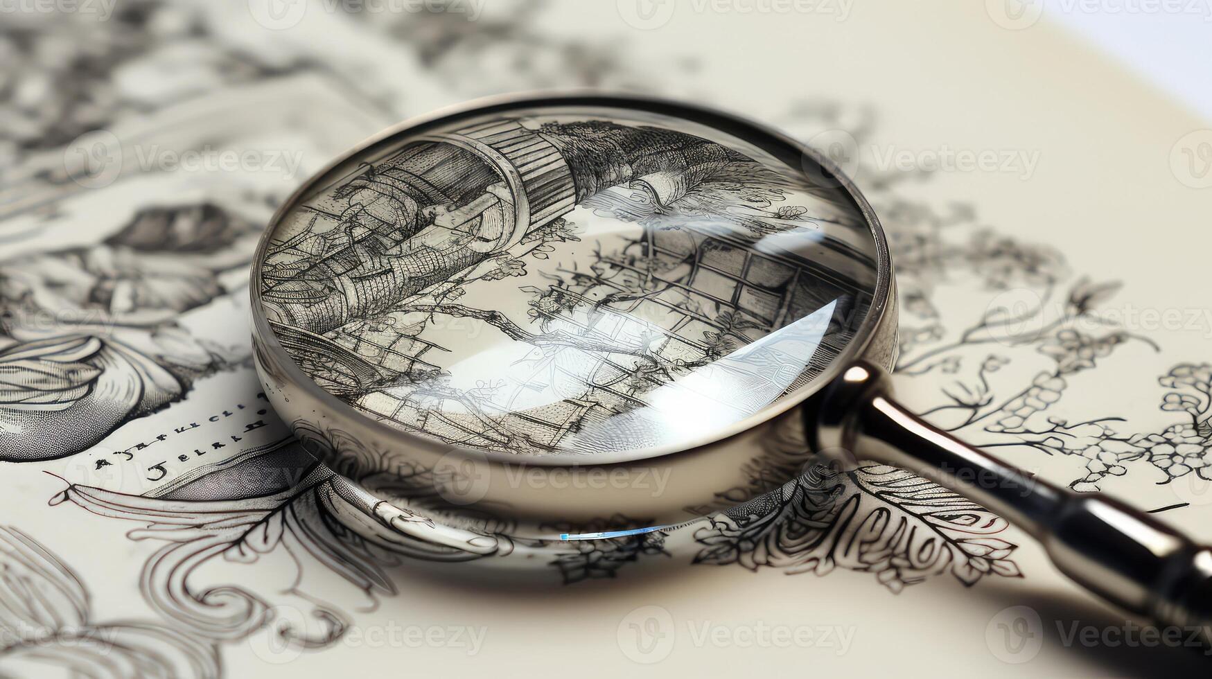 intricate magnify glass paper photo