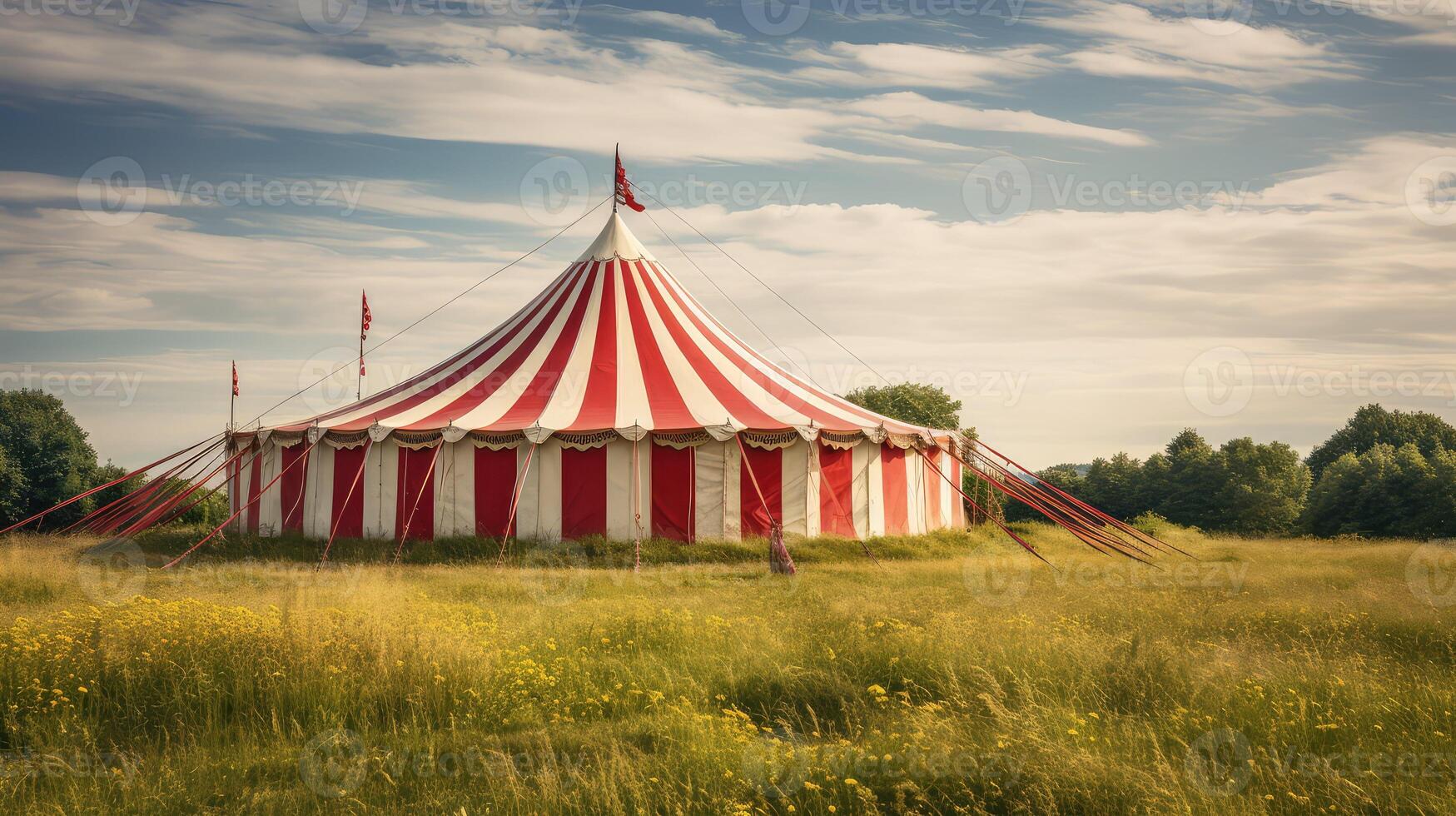 tent red stripes photo