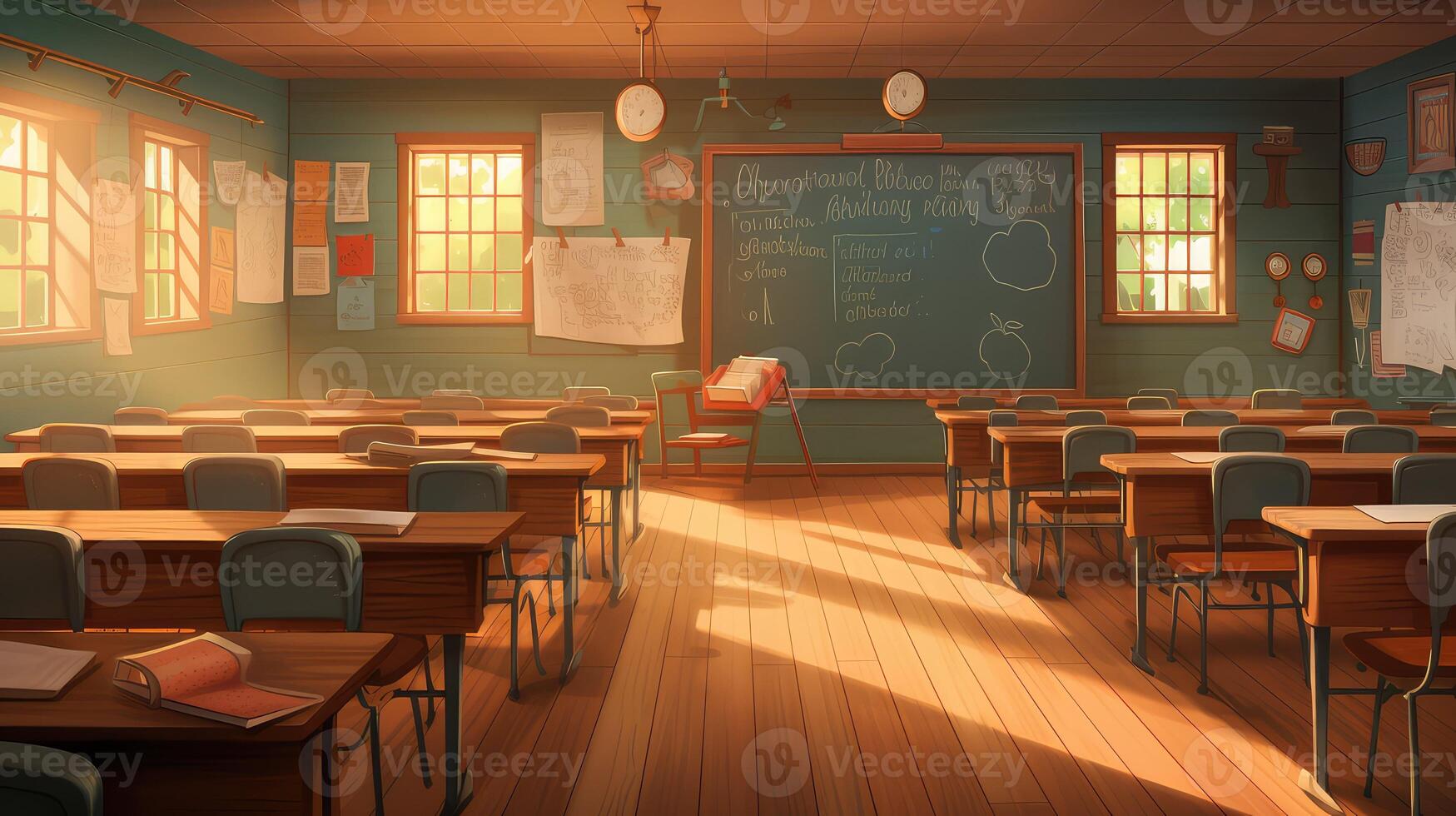 classroom cartoon school house photo
