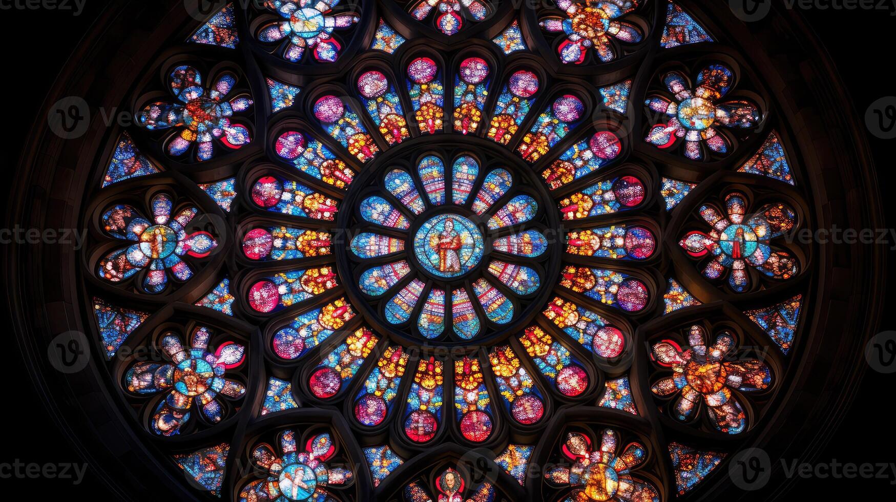 rose stained glass saint photo