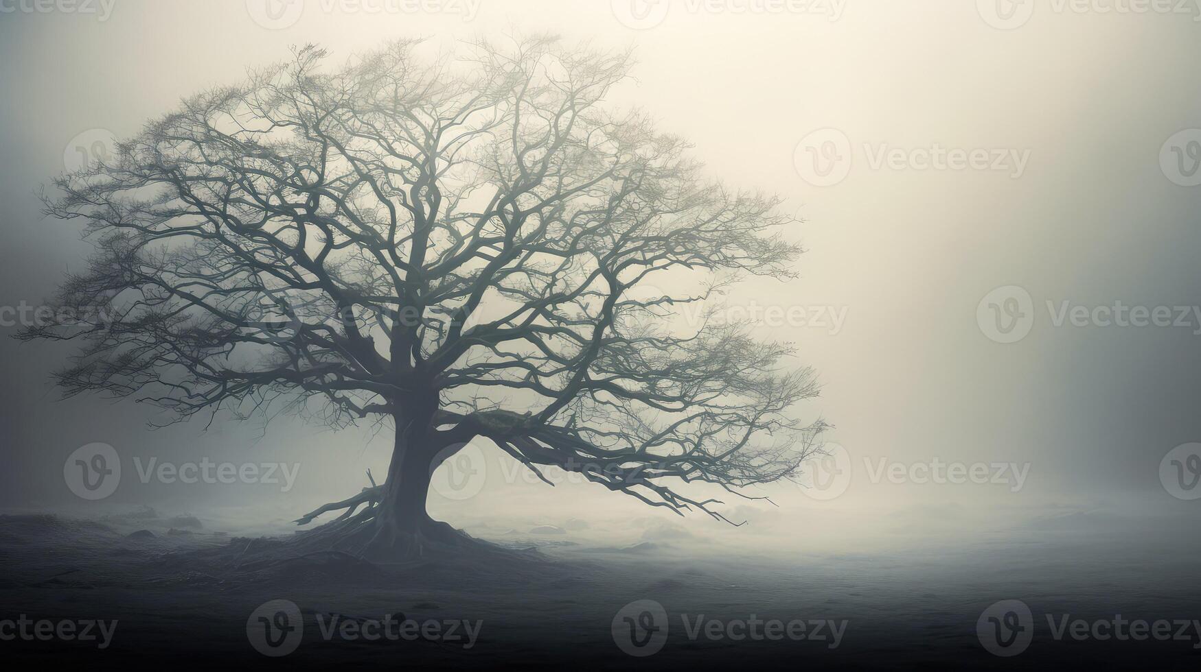 misty abstract oak tree photo
