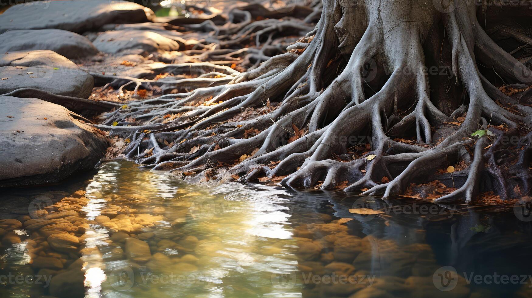 serene roots tree trunk photo