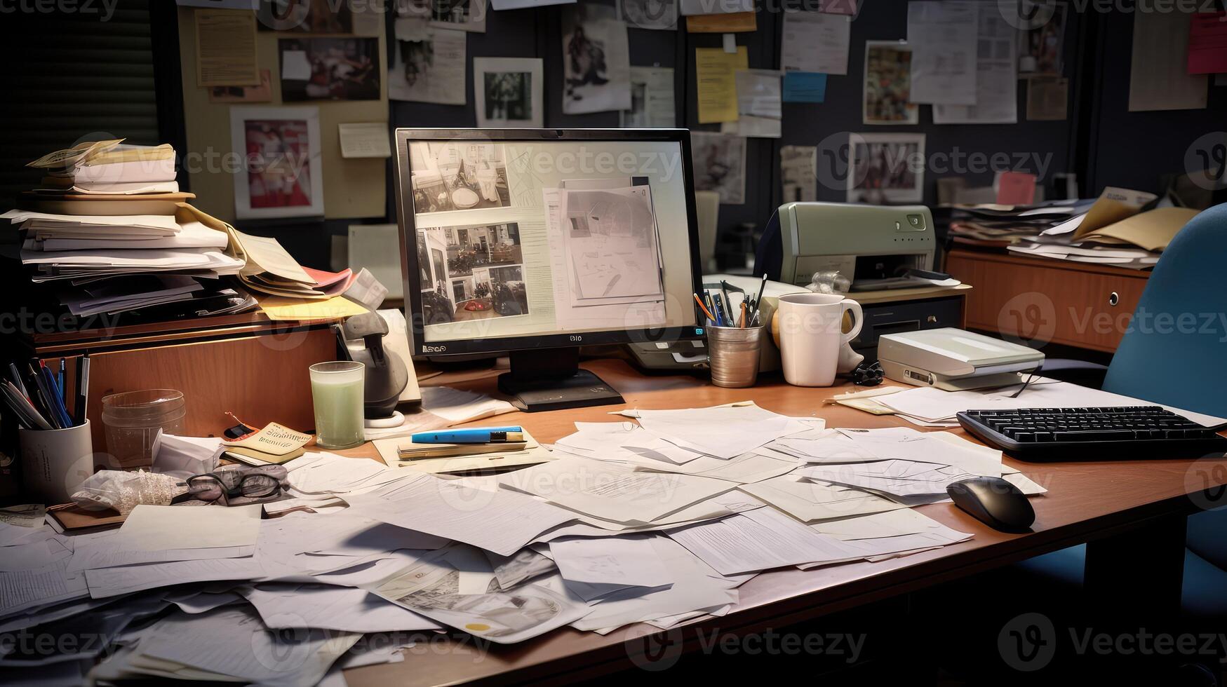 cluttered desk office photo
