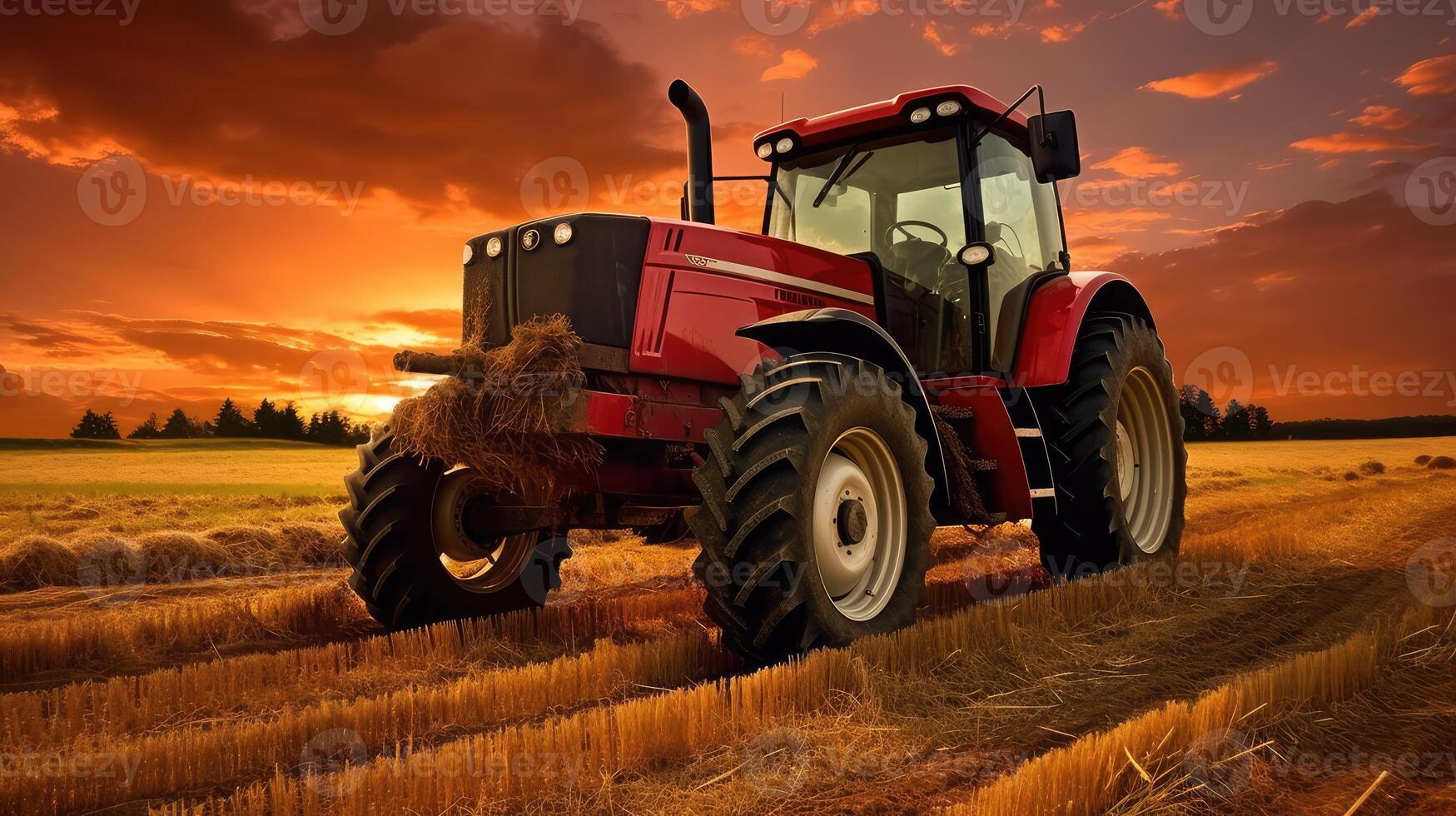 hay tractor red photo