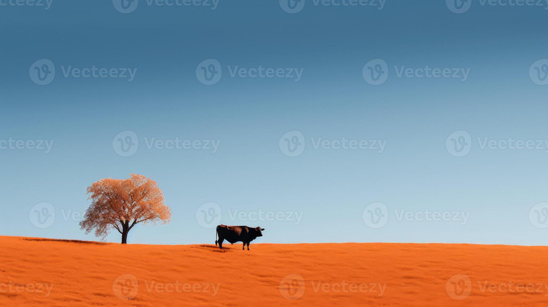 cow orange background art photo