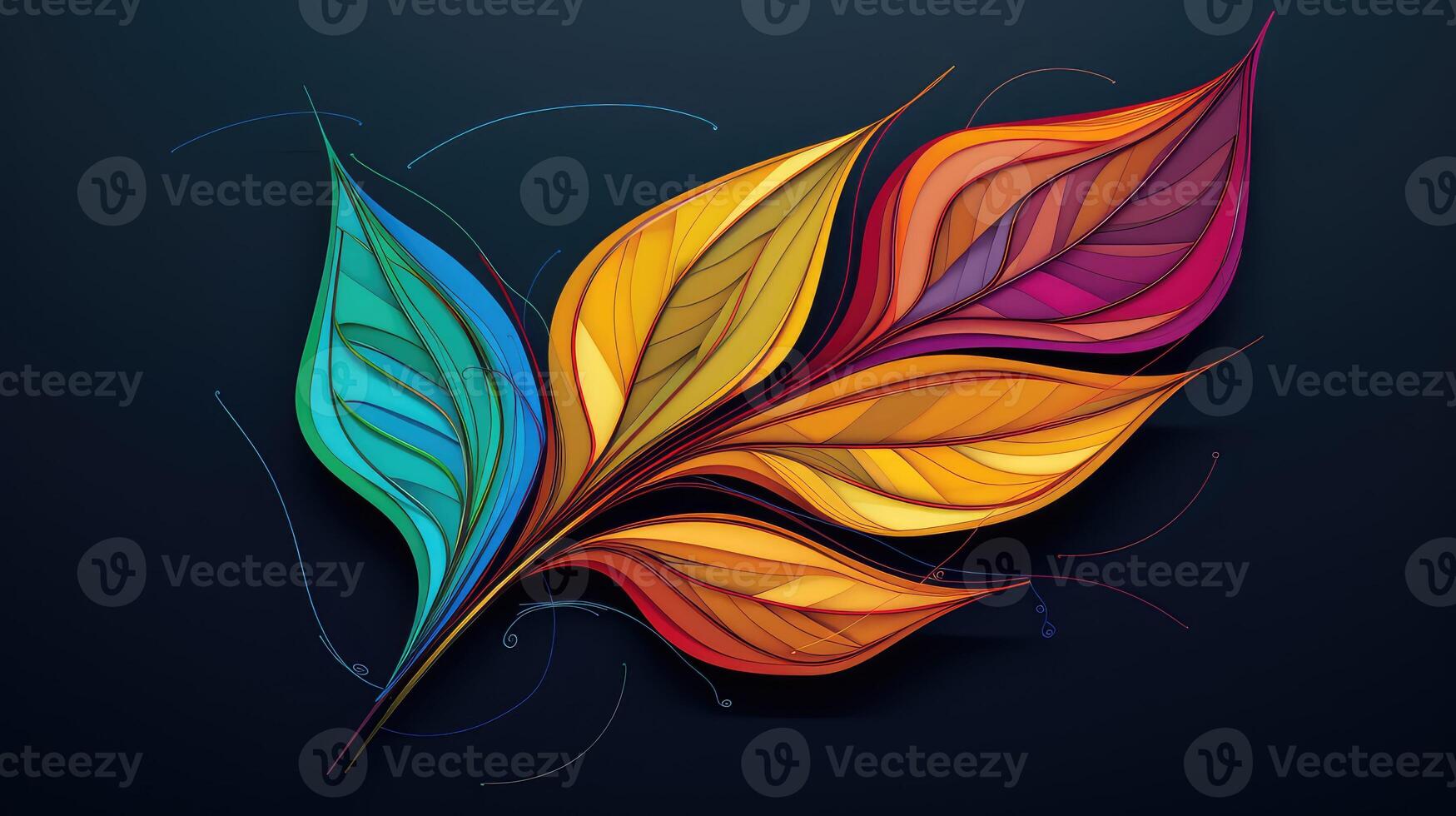 vibrant continuous line leaf photo