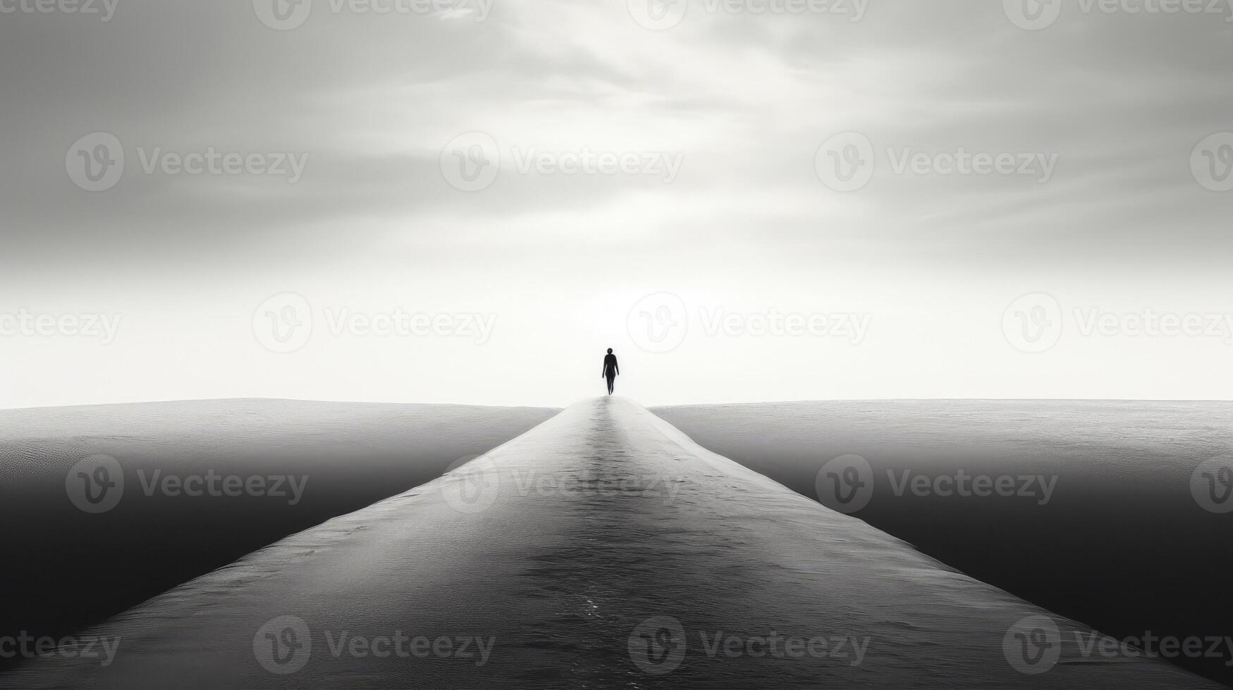 solitude black and white road photo