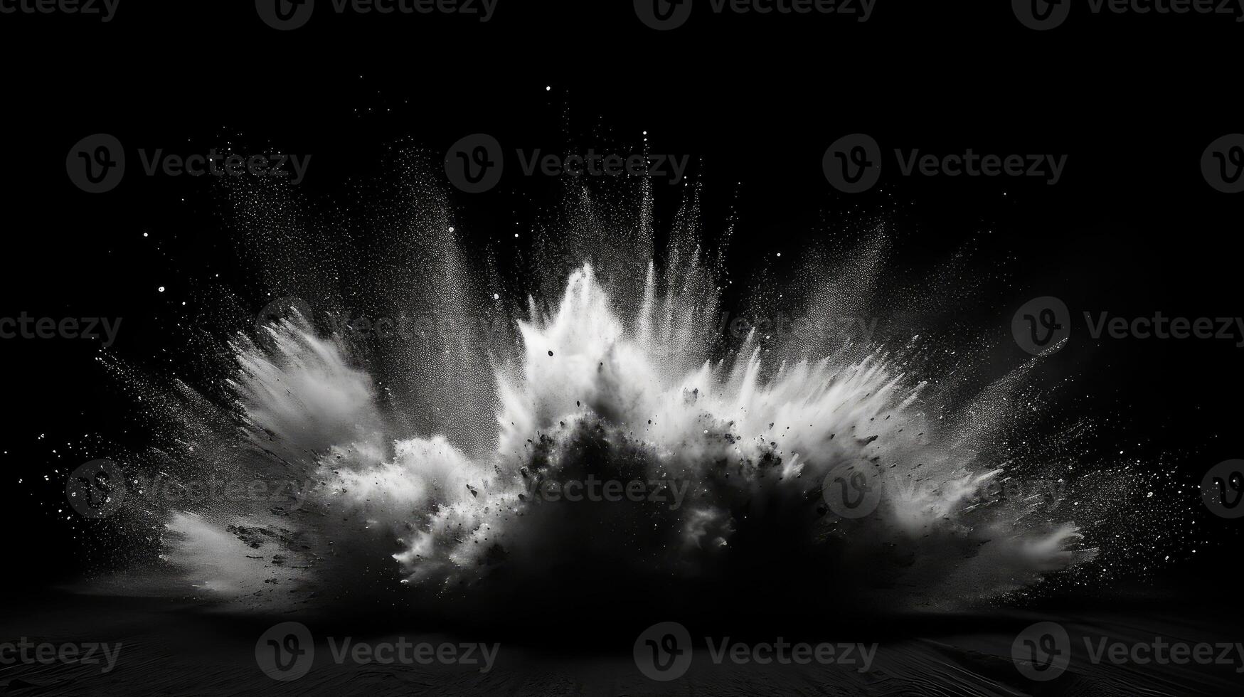 dynamic powder explosion on black photo