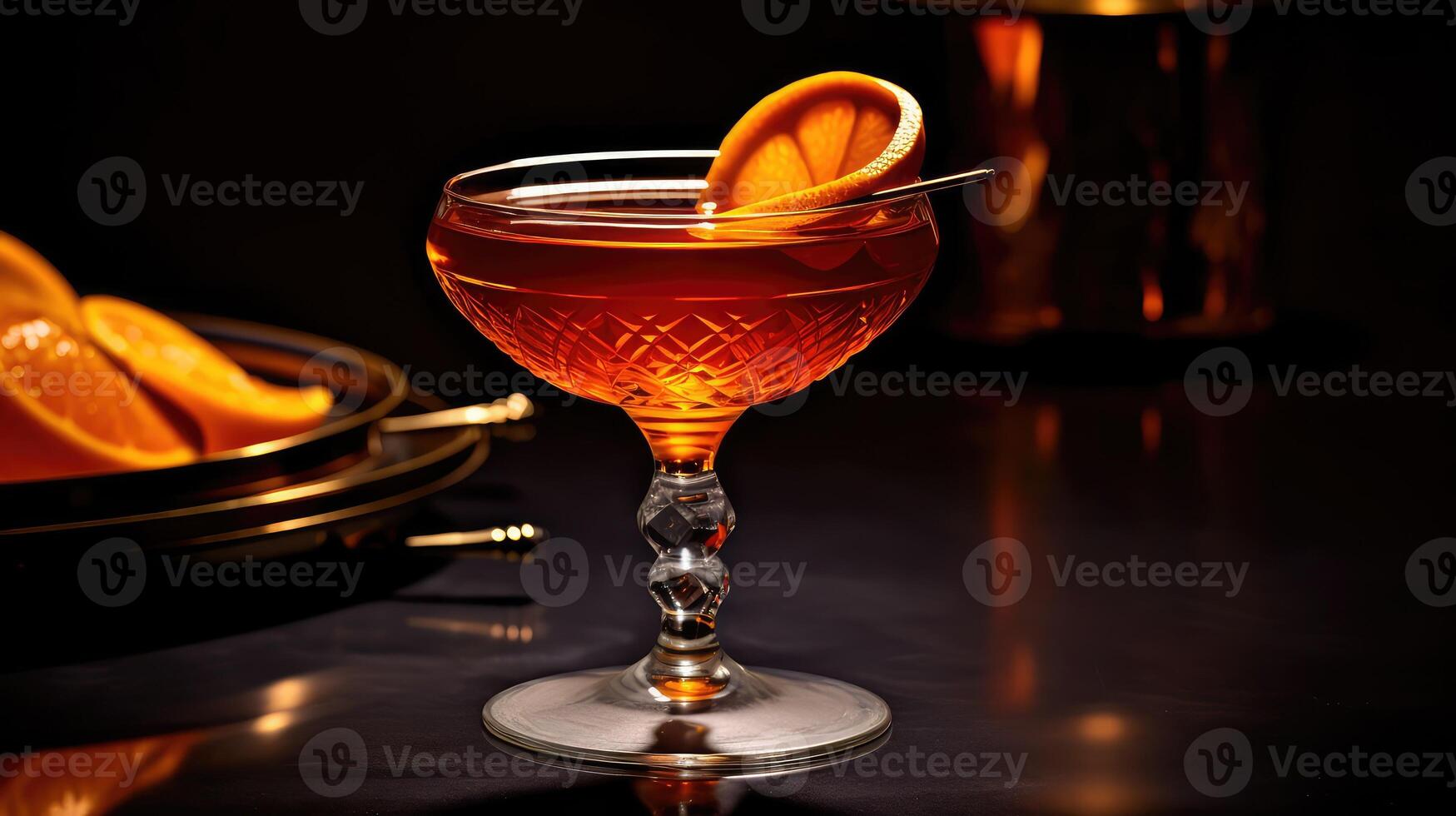 bitters manhattan cocktail orange photo