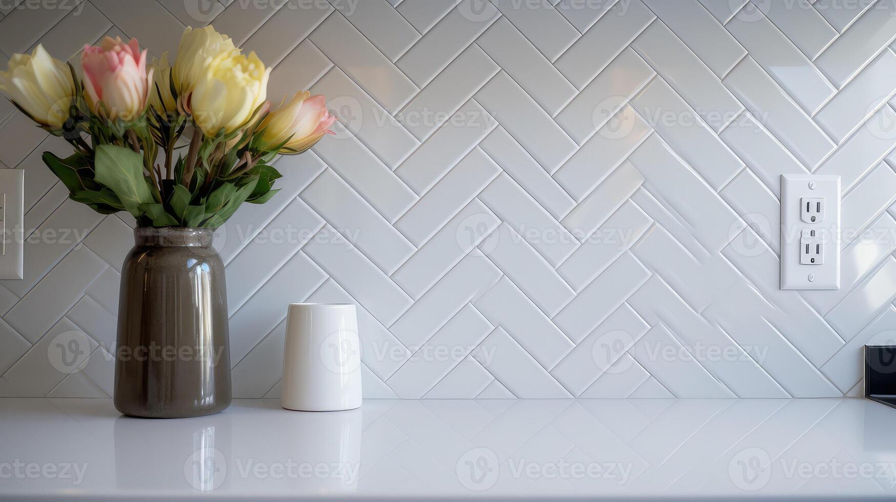 stylish white tile pattern photo