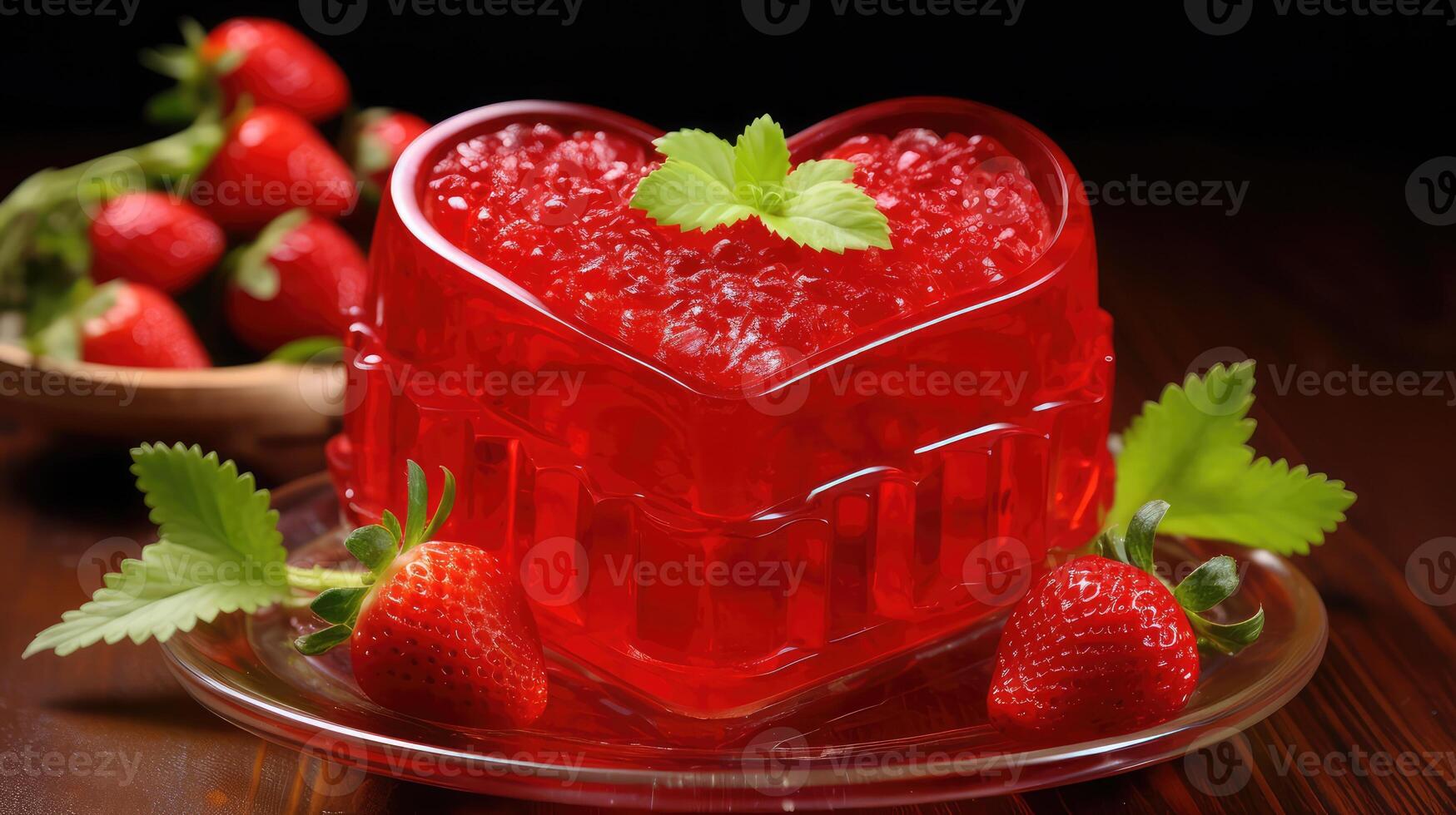 strawberries red jello photo