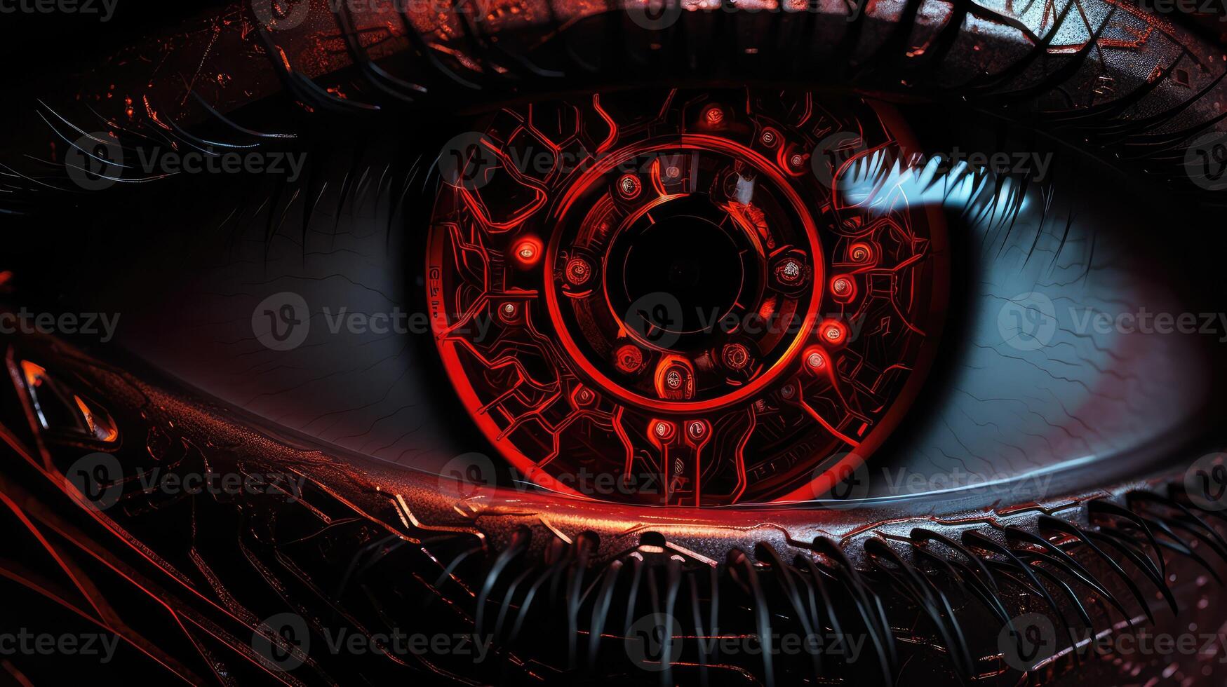 metallic red cyborg eye photo