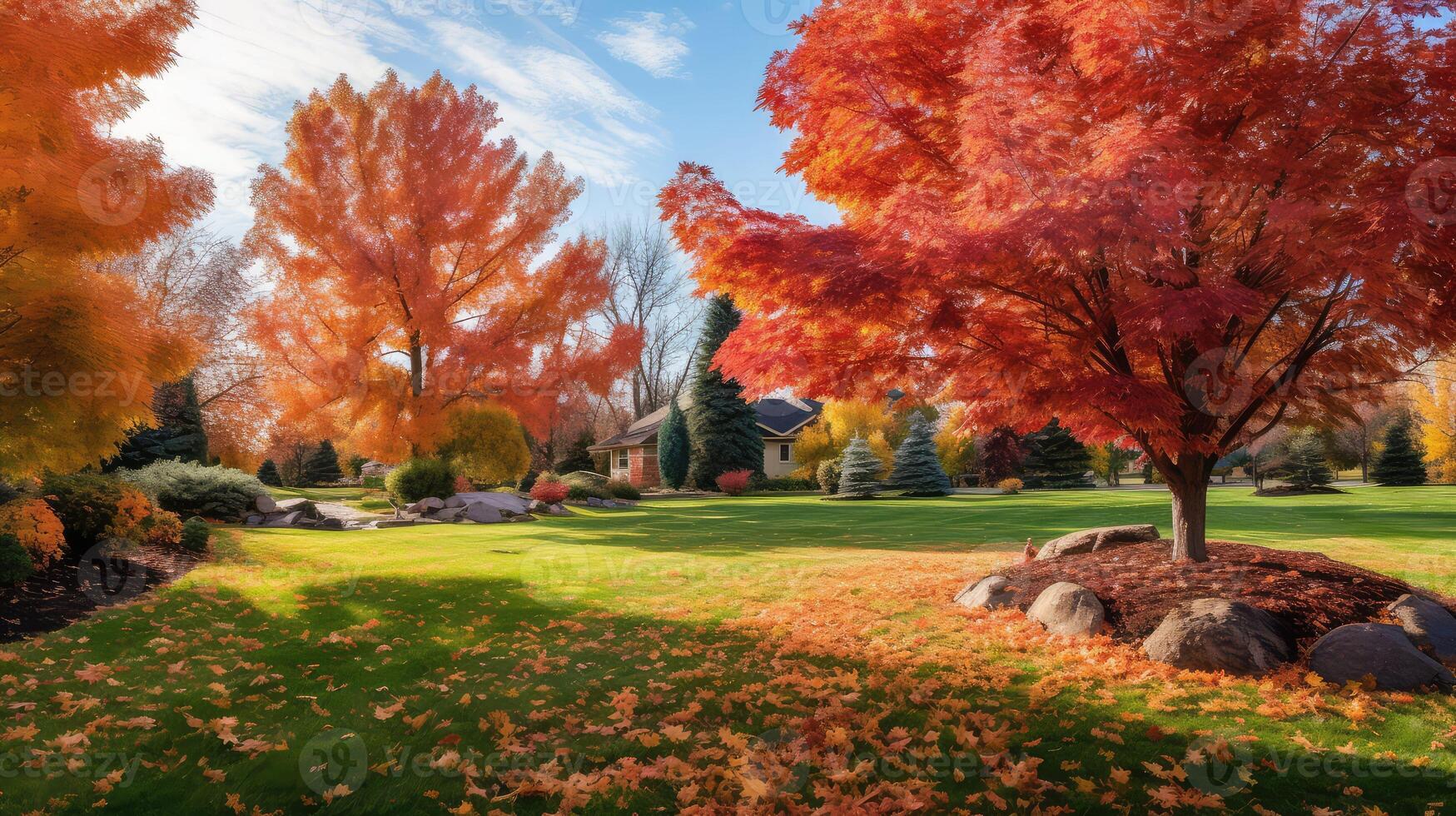 garden backyard fall leaves photo