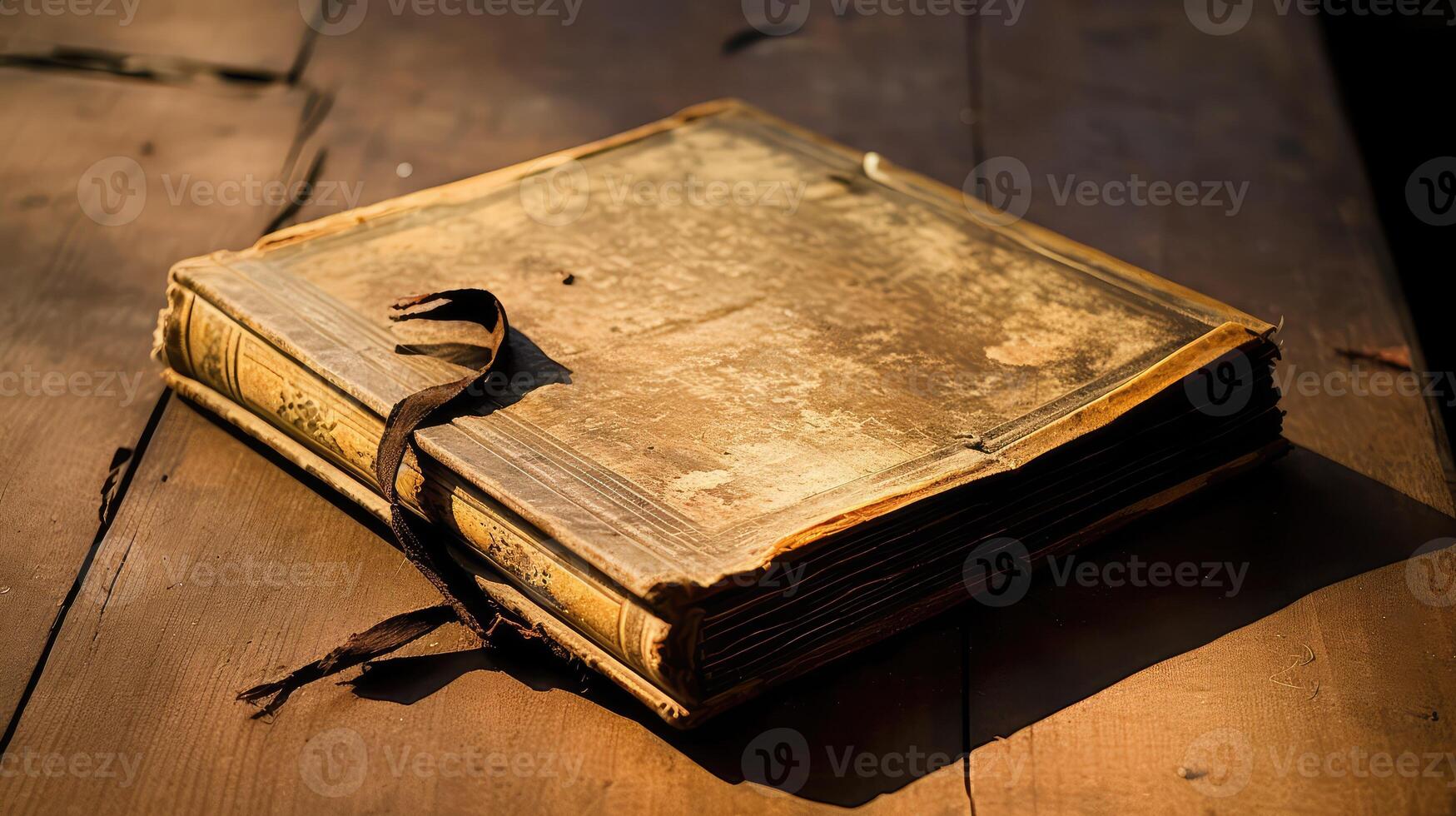 vintage blank book on table photo