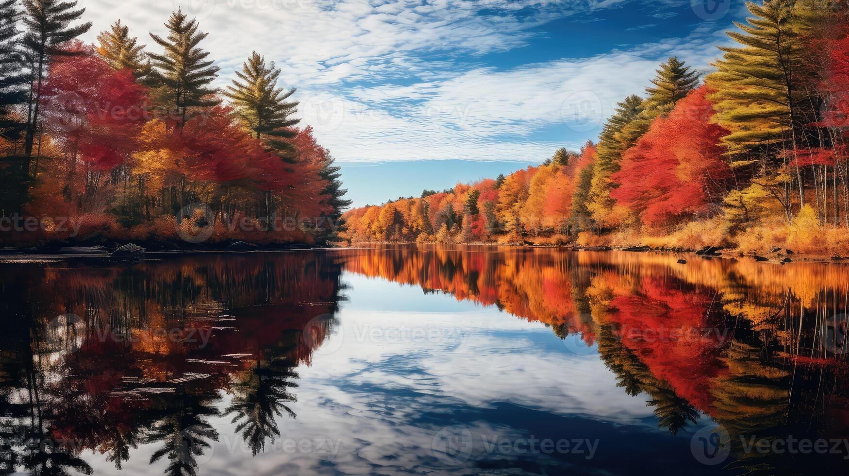 pond maine trees photo