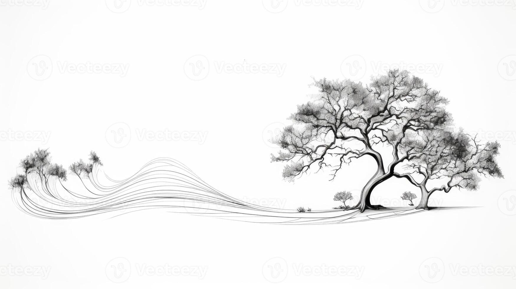 minimalist continuous line drawing tree photo