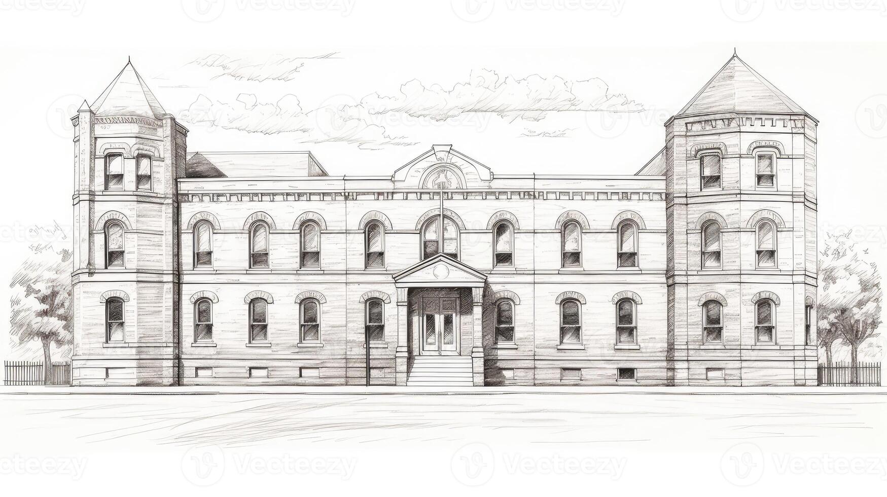 traditional office building line art photo
