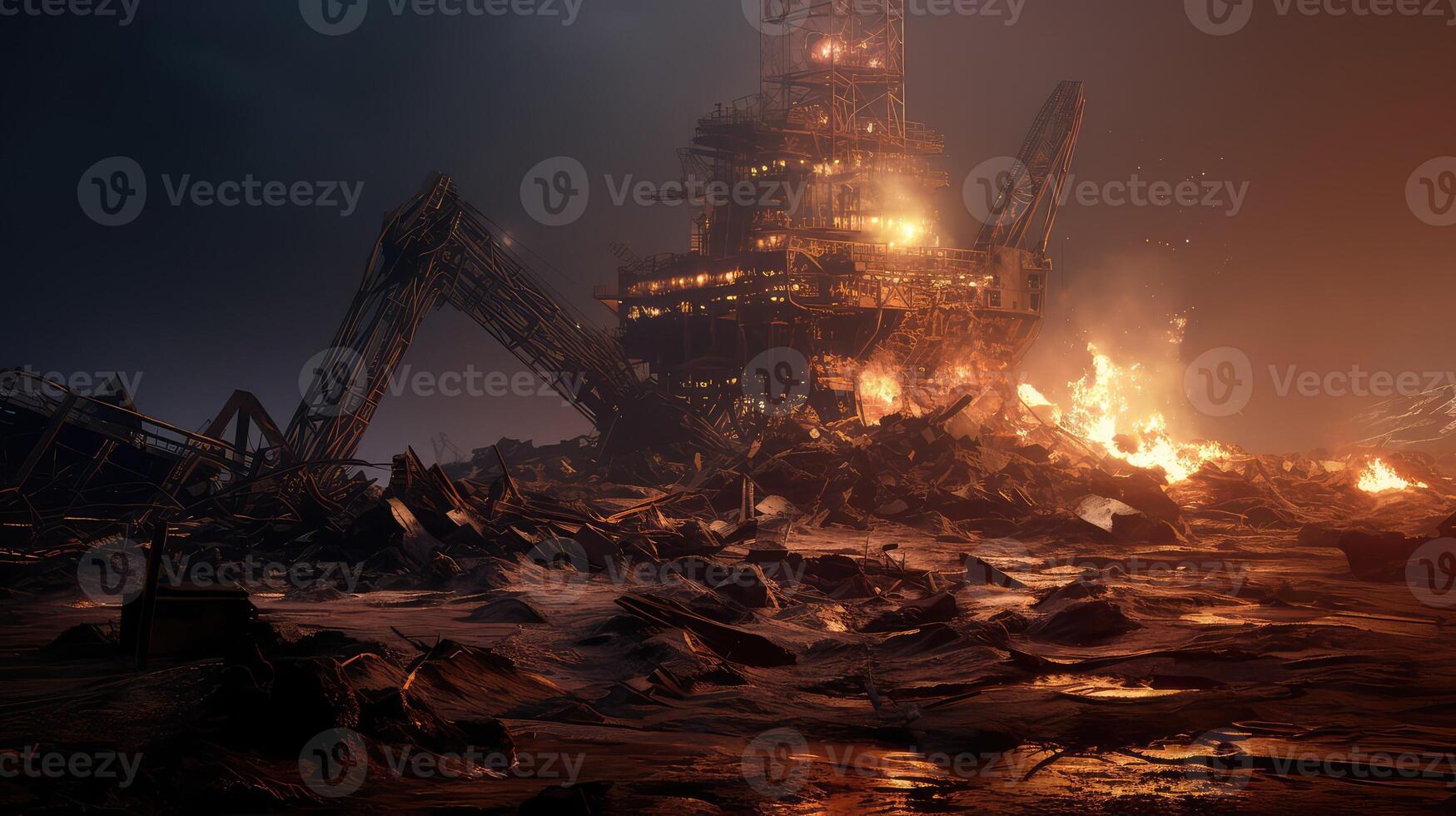 blaze oil rig fire photo