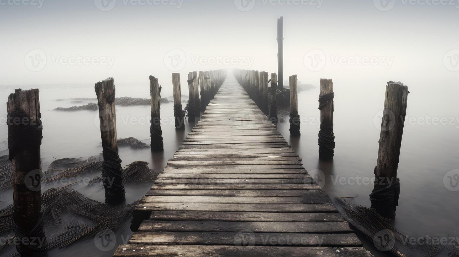 morning wooden pier photo