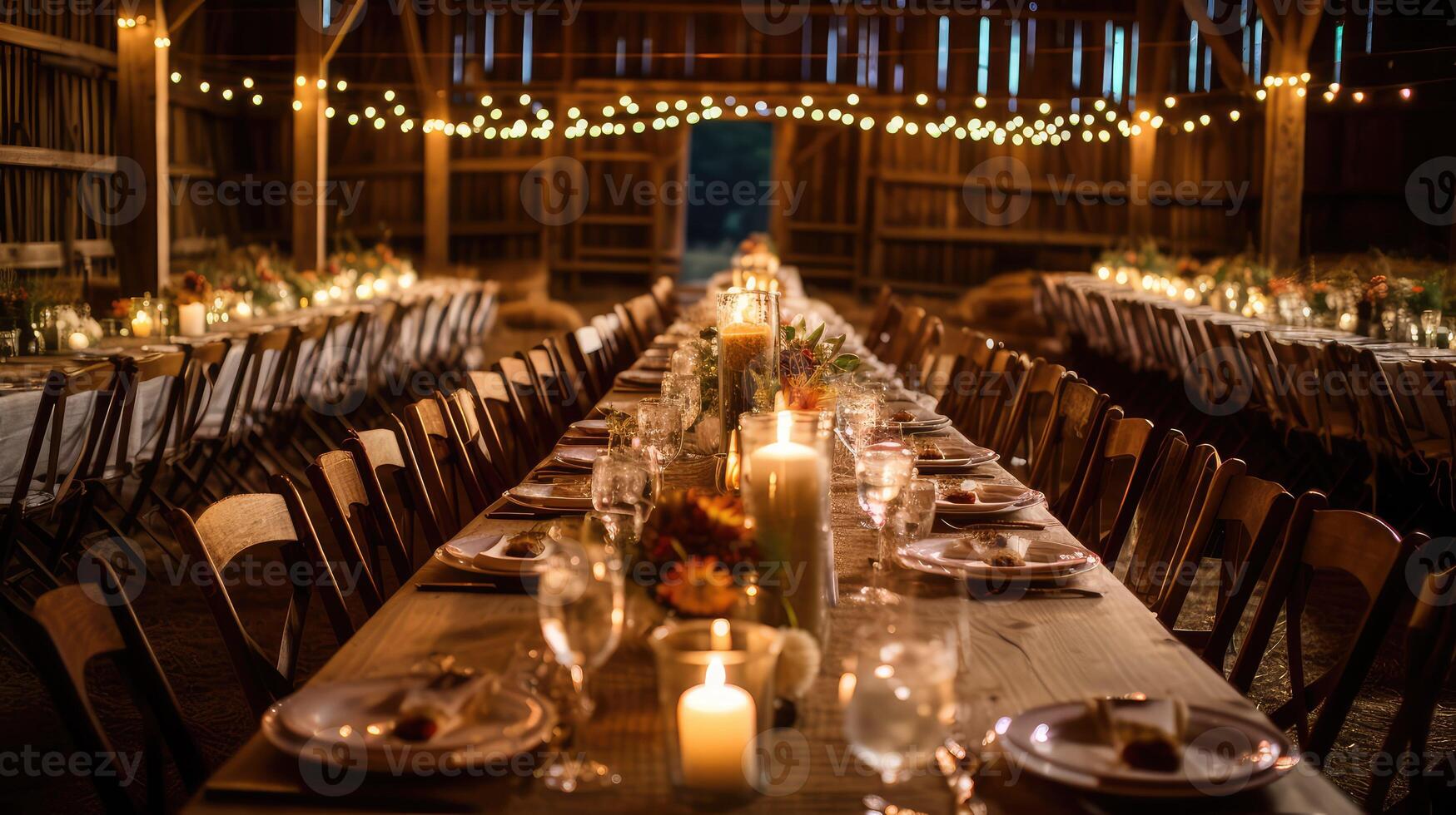 barn long table dinner photo