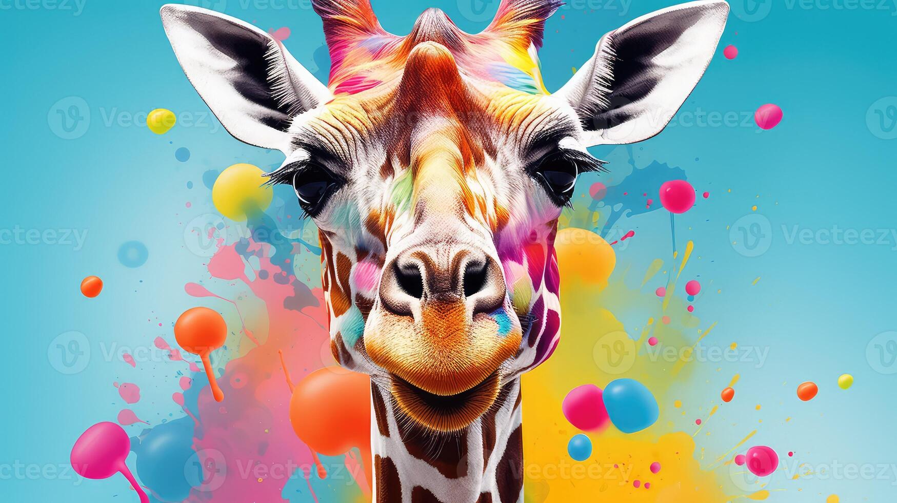 whimsical giraffe water color photo