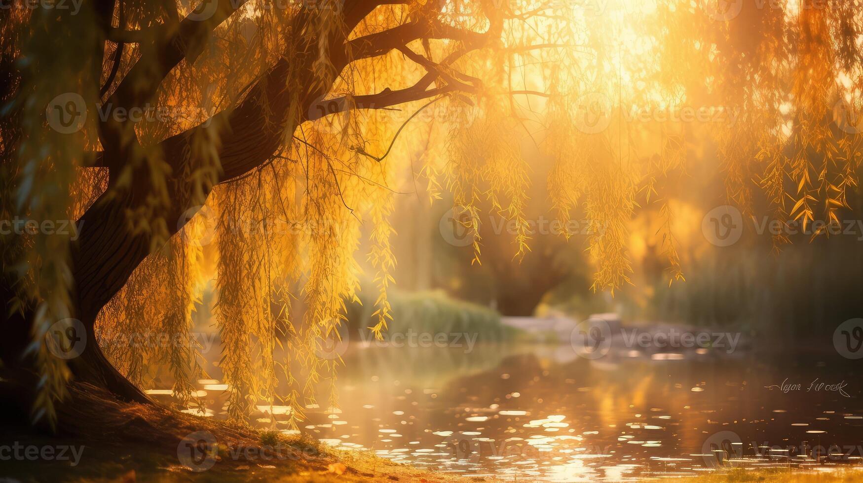 shimmering tree with leaves photo