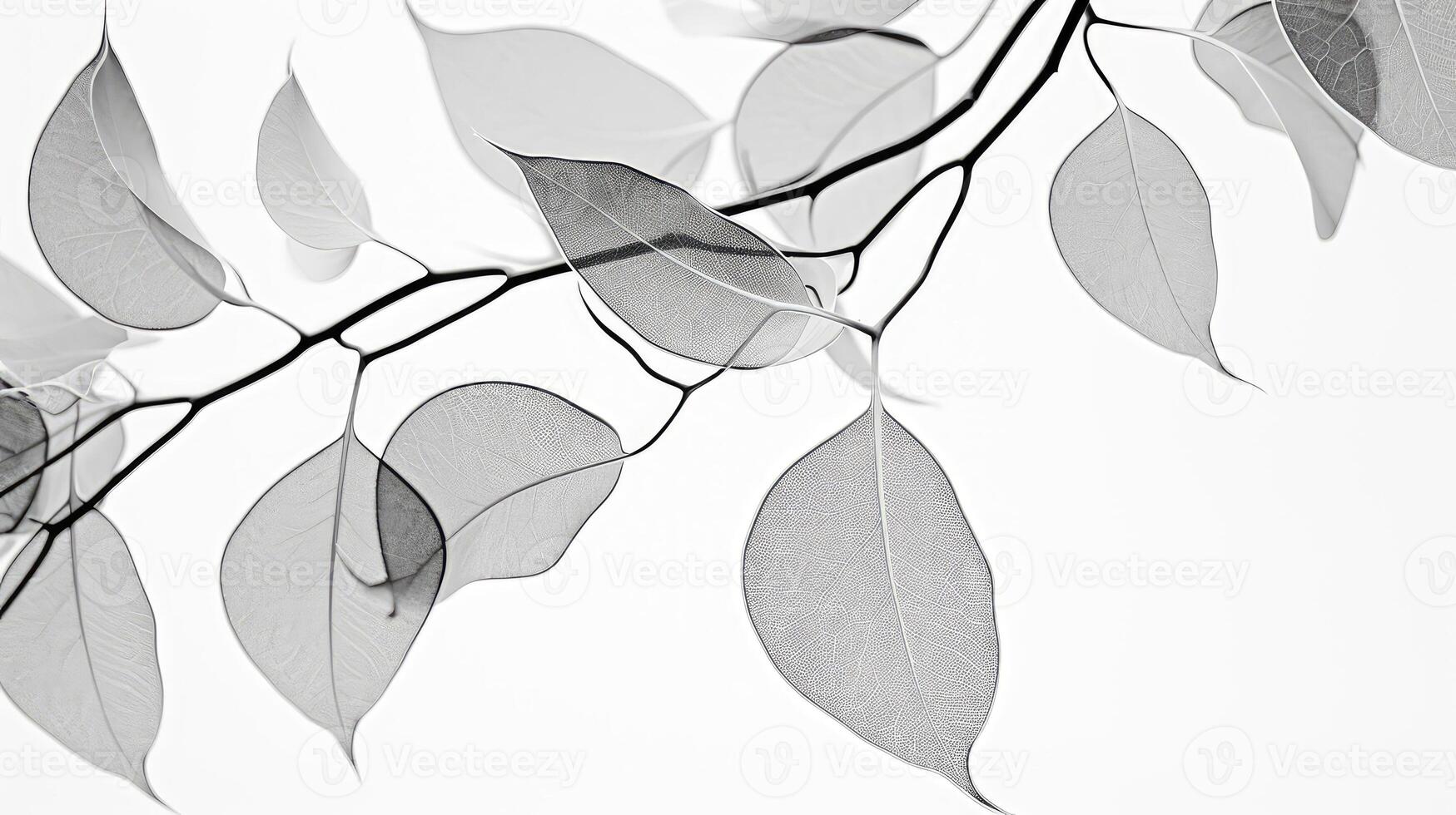up eucalyptus leaves black and white photo