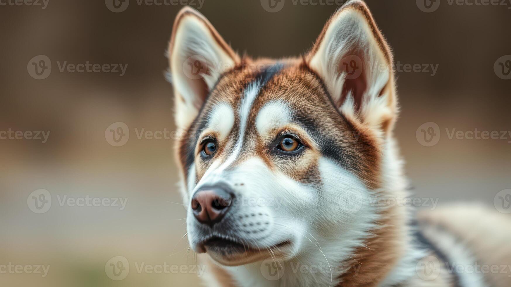 Close-Up of a Beautiful Siberian Husky in a Natural Outdoor Setting During the Day photo
