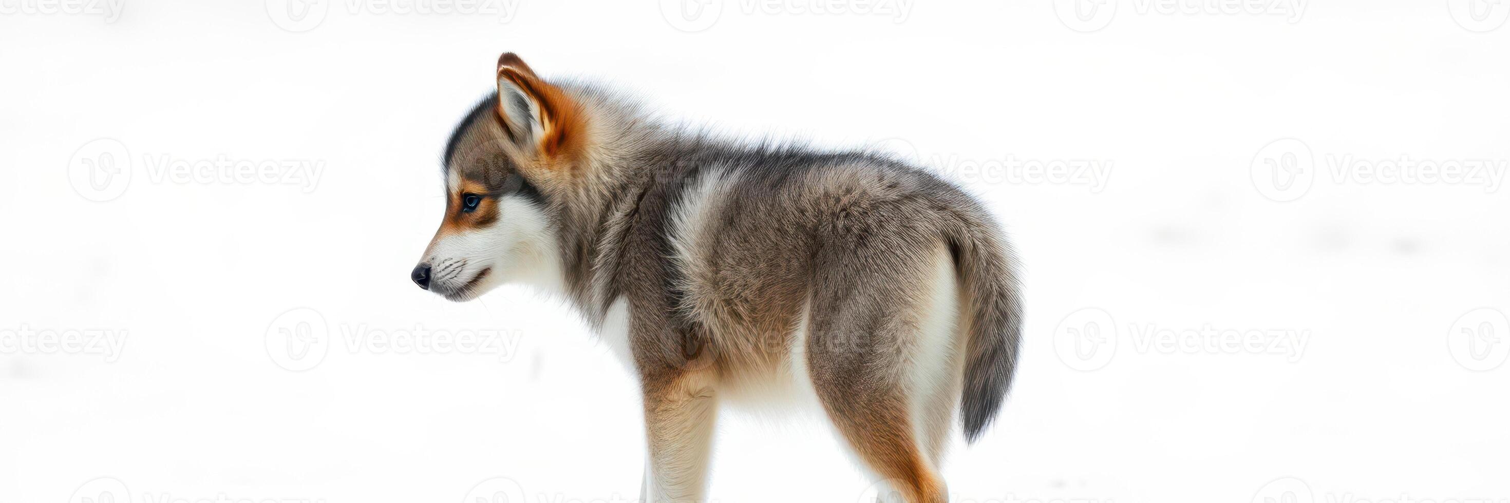 Wolf walks gracefully through a snowy landscape during winter, showcasing its natural beauty and agility in the cold environment photo