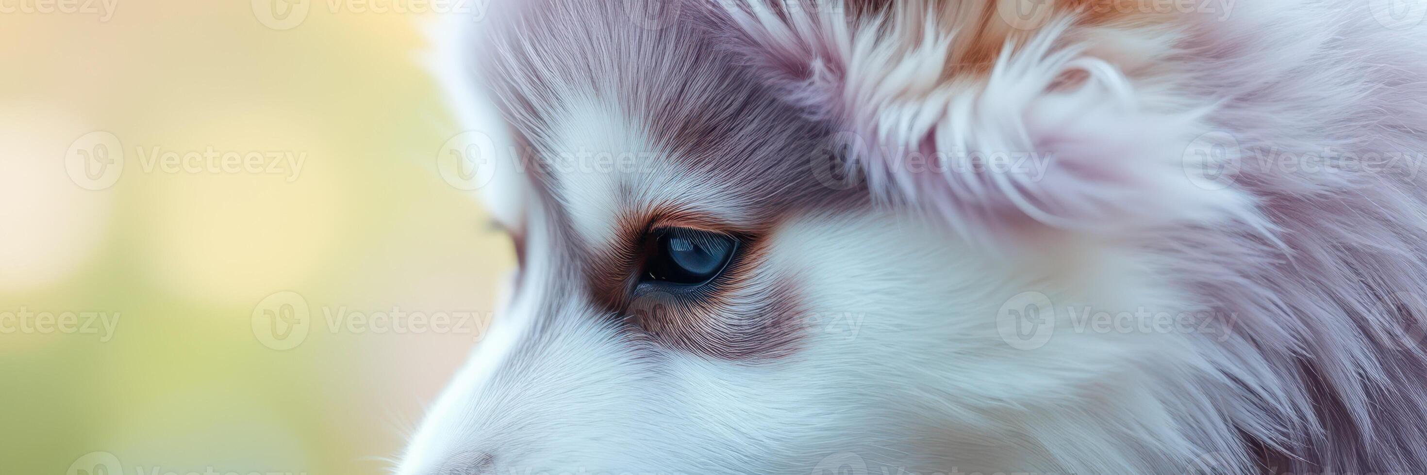 Cute puppy with striking fur pattern playing outdoors during golden hour photo