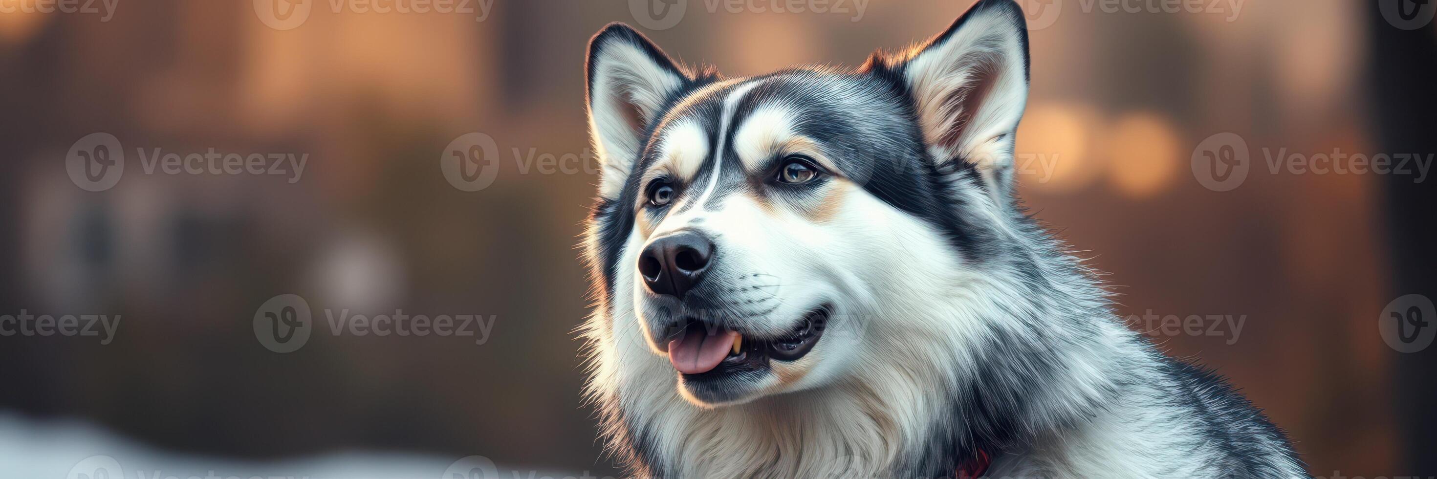 Majestic dog rests in a serene winter landscape with soft sunlight shining through trees photo