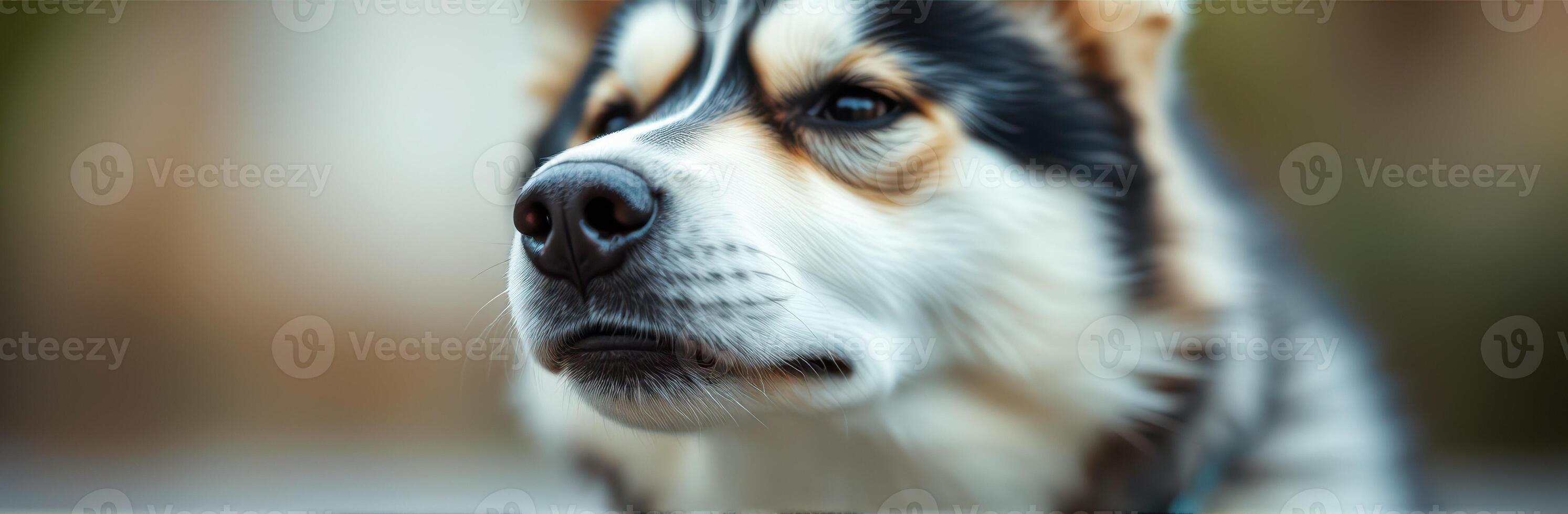 Dog relaxing in a natural setting during a calm afternoon, showcasing its expressive features and serene demeanor photo