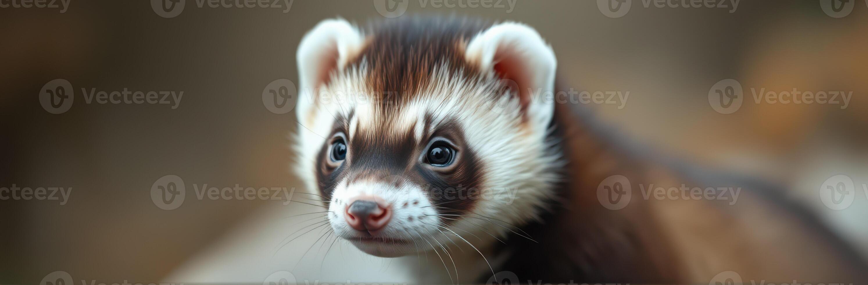 Ferret exploring its surroundings in a natural habitat during daylight hours photo