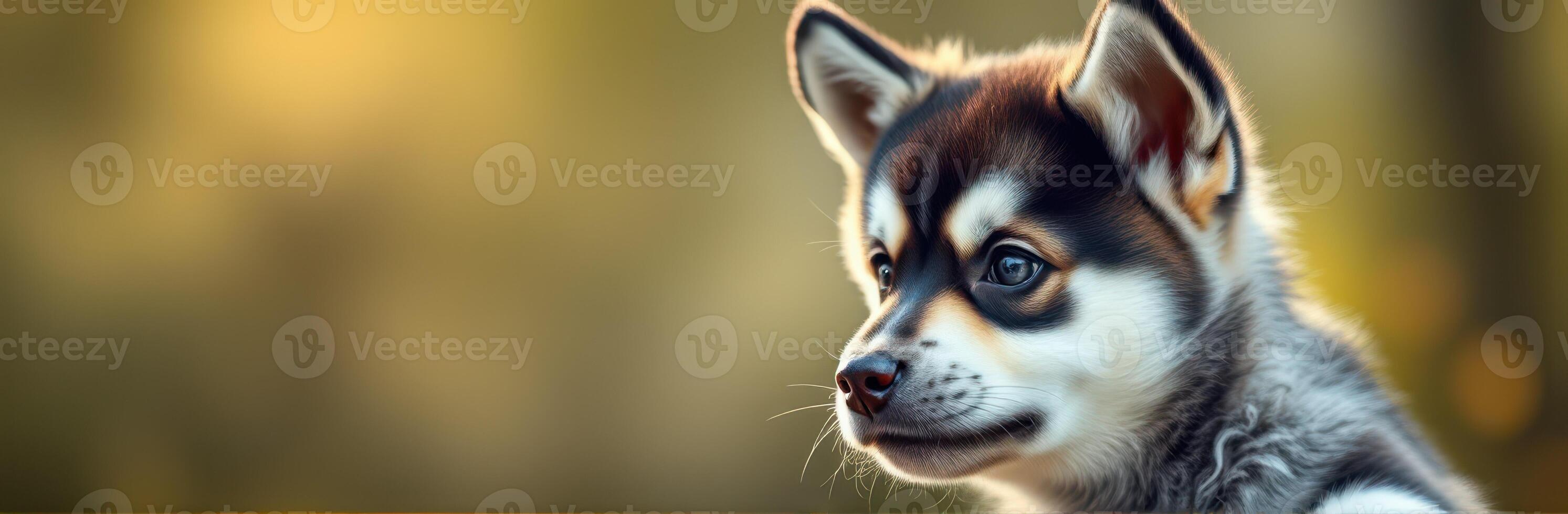 Captivating puppy outdoors with a beautiful blurred background during golden hour photo