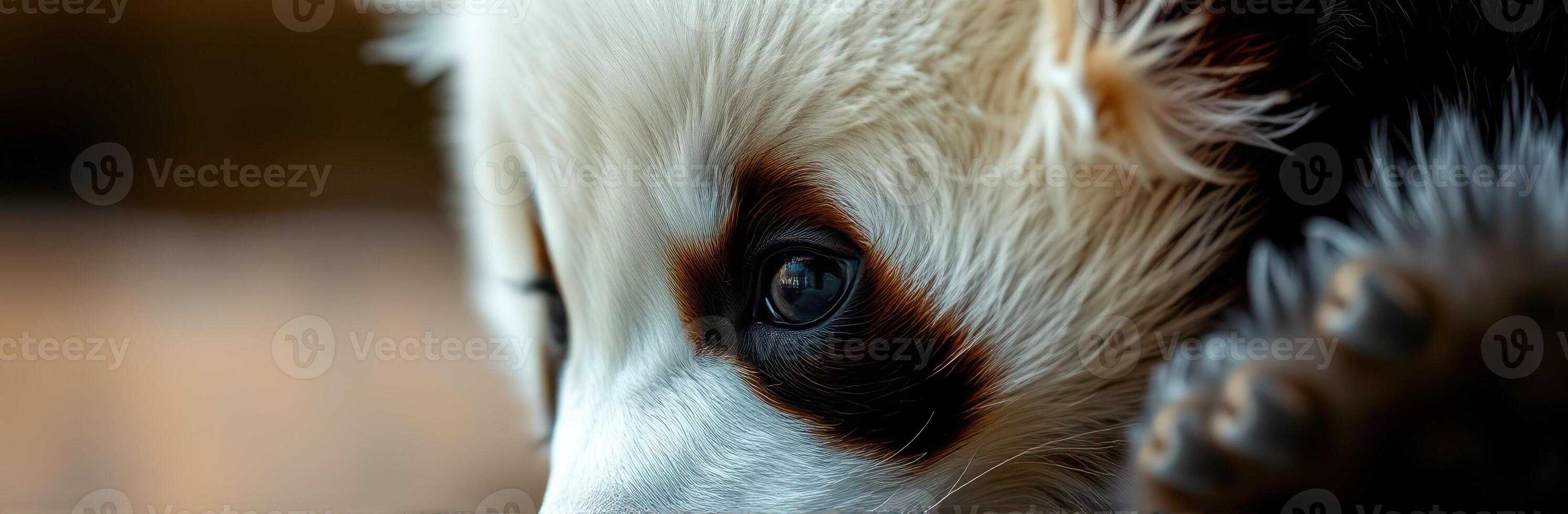 Close-up view of a panda cub resting indoors, showcasing its gentle expression and playful demeanor during a serene moment photo