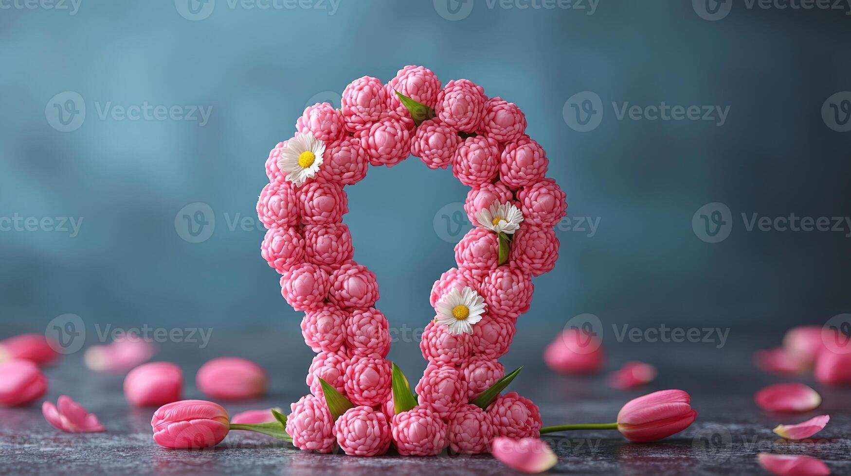 beautiful arrangement of vibrant flowers forms geolocation pin symbolizing connection and celebration for Eid al Fitr uniting families and friends during special occasion photo