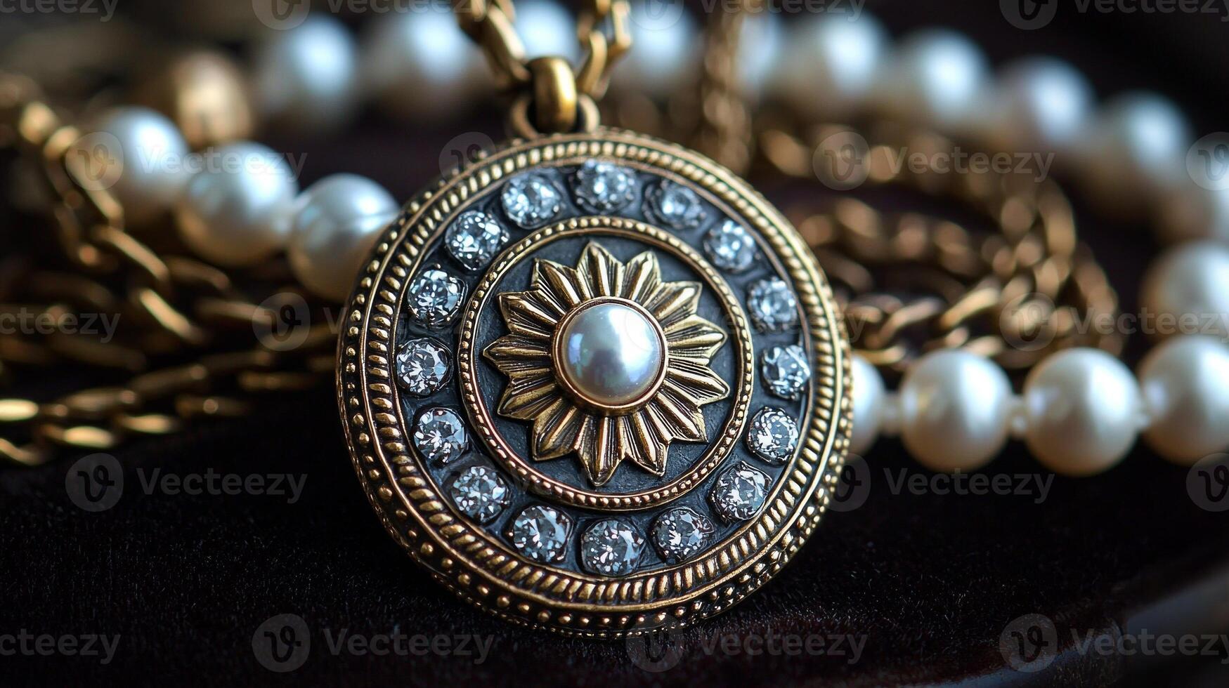 stunning geolocation pin crafted diamonds and gold chains shines against dark velvet backdrop representing elegance and sophistication for special occasions photo
