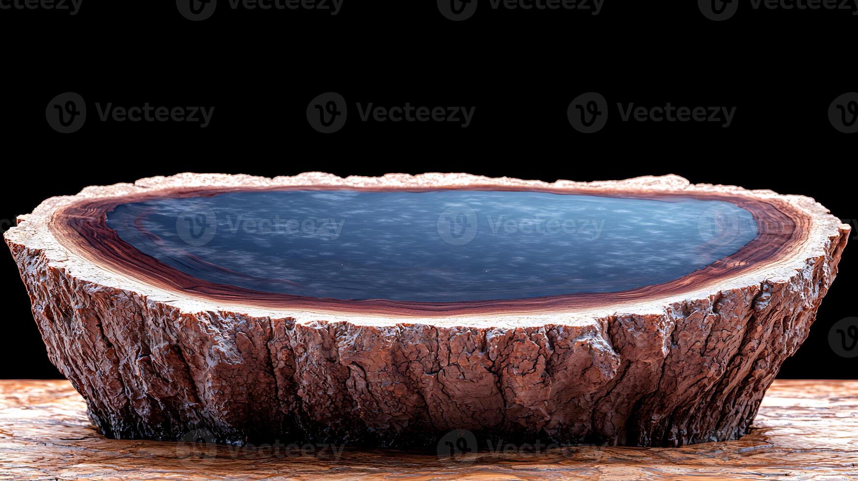 A beautifully crafted wooden bowl with a glossy surface, showcasing rich textures and colors photo