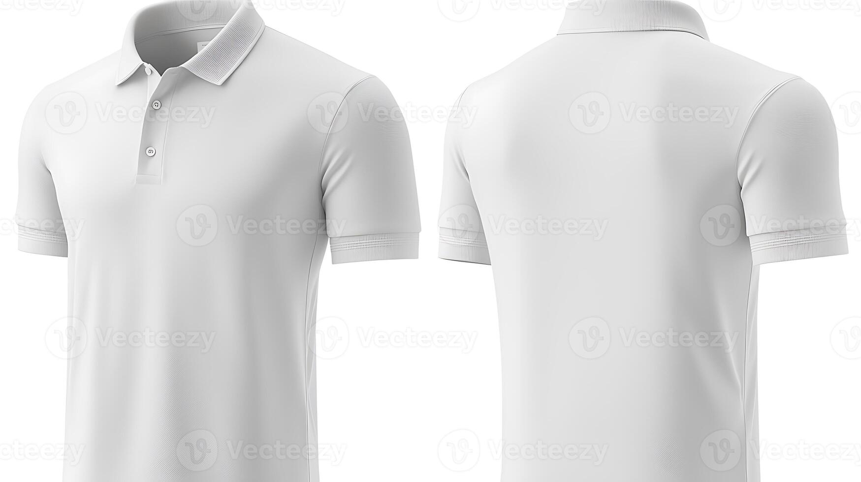A clean, white polo shirt displayed from the front and back, suitable for casual or business wear photo