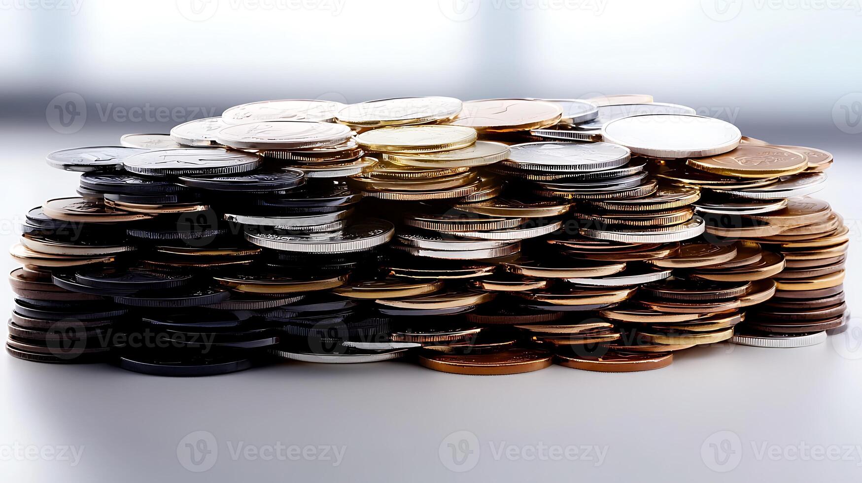 A pile of coins on a table photo