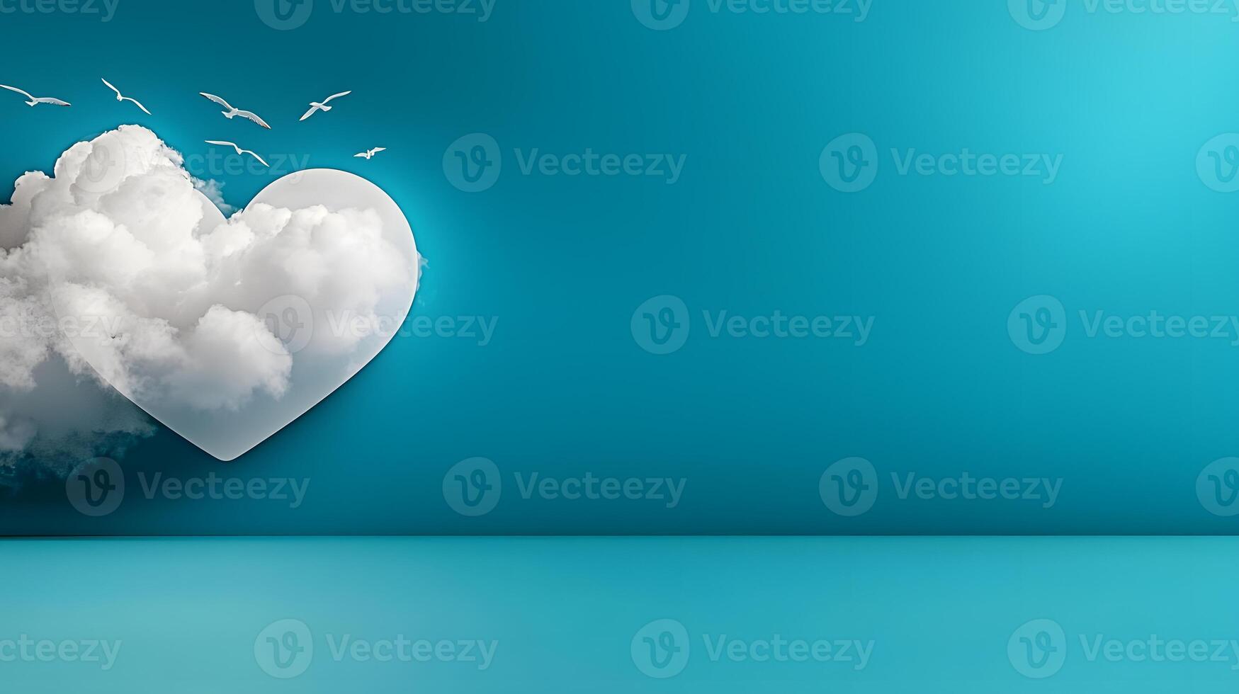 A heart shaped cloud with birds flying around it photo